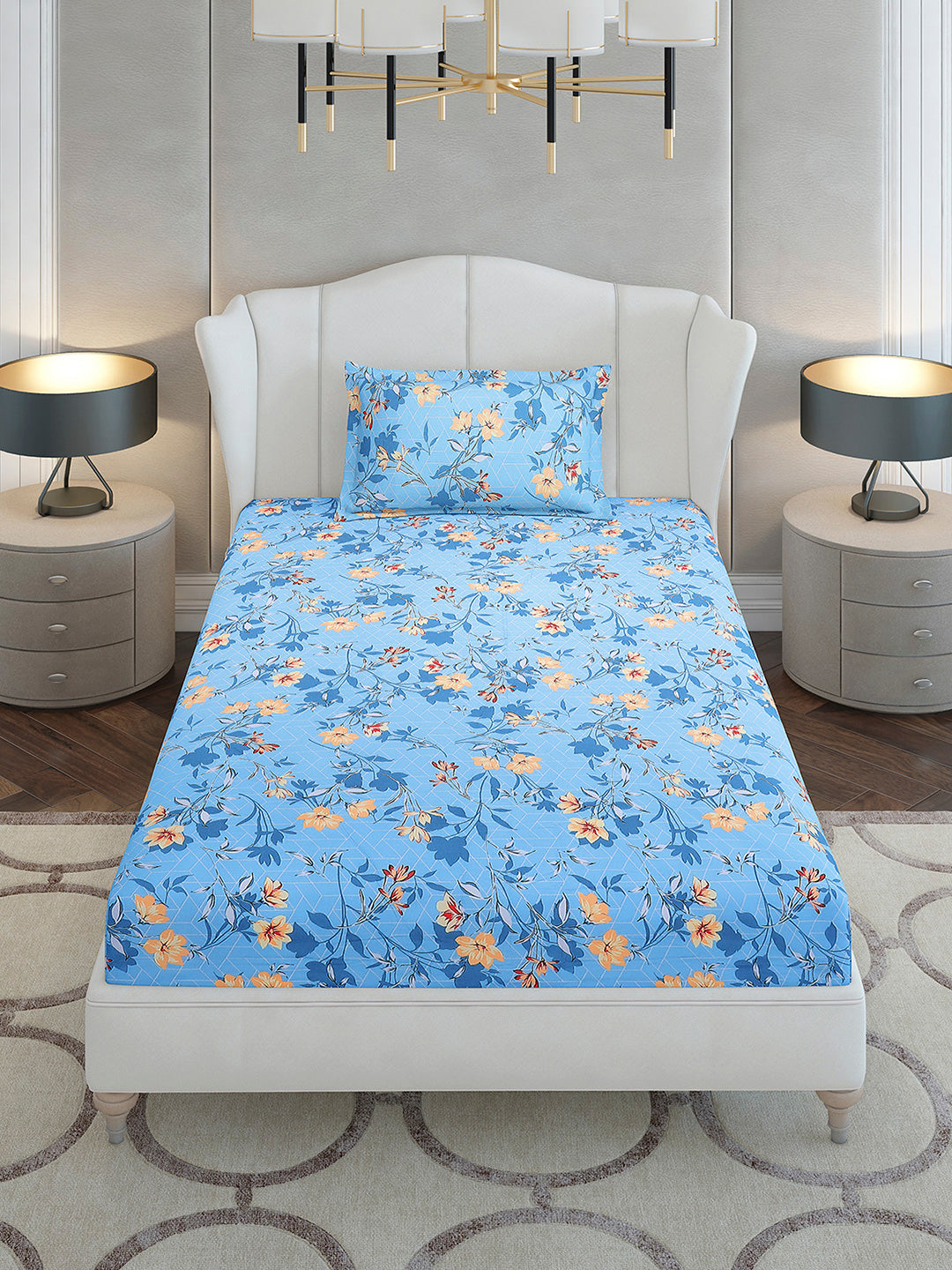 104 TC Cotton Single Bedsheet with 1 Pillow Cover (Elegance)