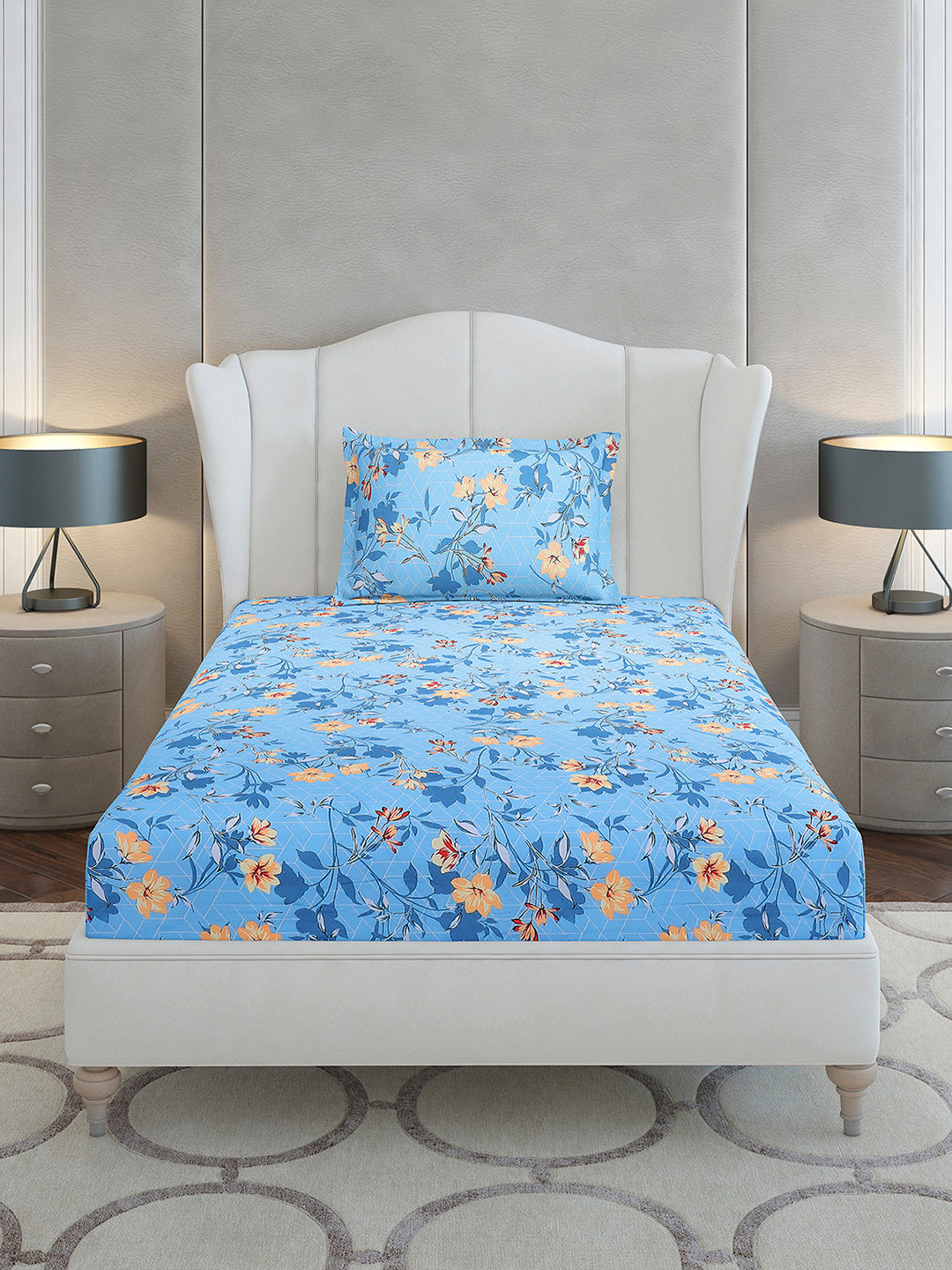 104 TC Cotton Single Bedsheet with 1 Pillow Cover (Elegance)