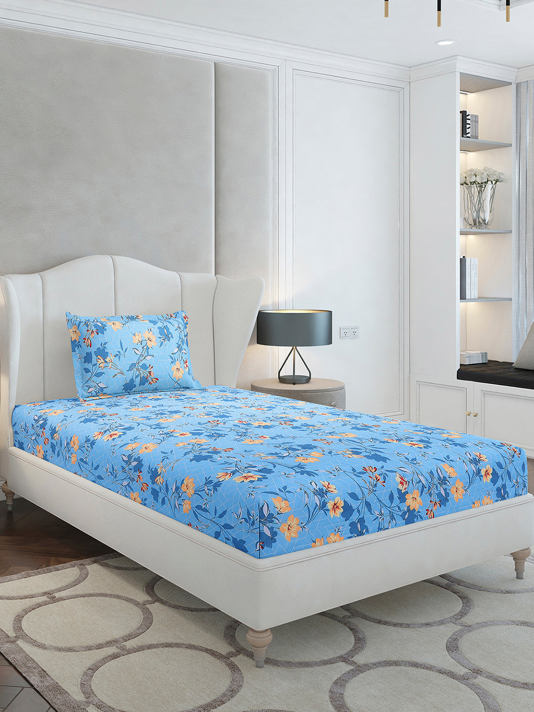 104 TC Cotton Single Bedsheet with 1 Pillow Cover (Elegance)