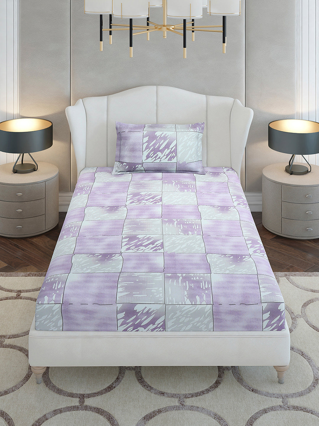 104 TC Cotton Single Bedsheet with 1 Pillow Cover (Elegance)