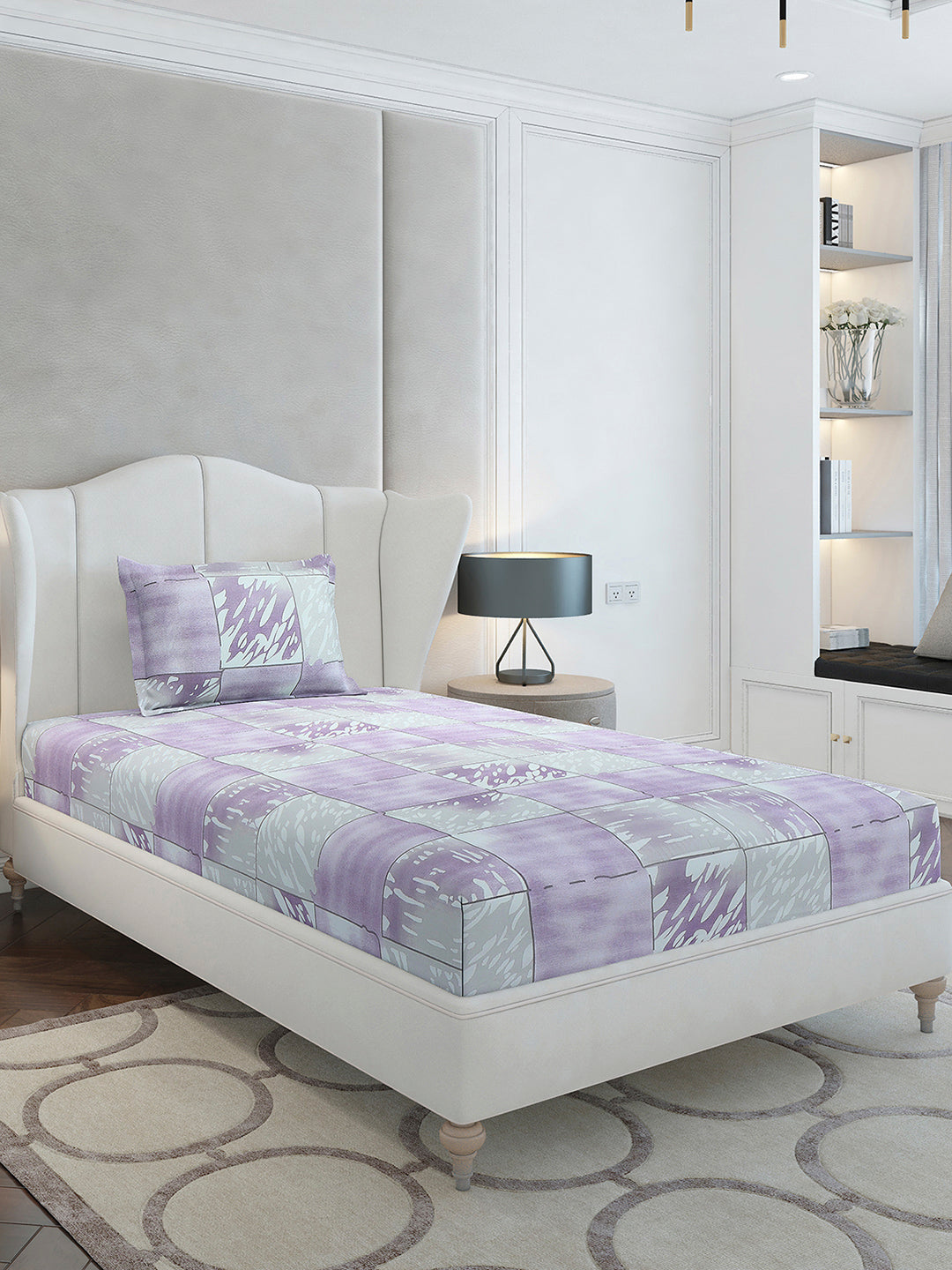 104 TC Cotton Single Bedsheet with 1 Pillow Cover (Elegance)