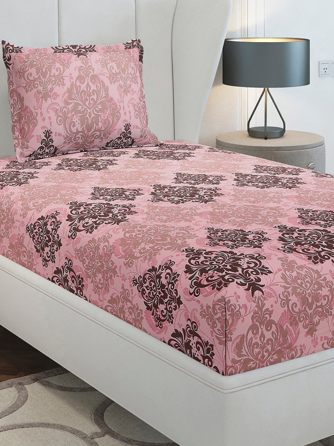 104 TC Cotton Single Bedsheet with 1 Pillow Cover (Elegance)