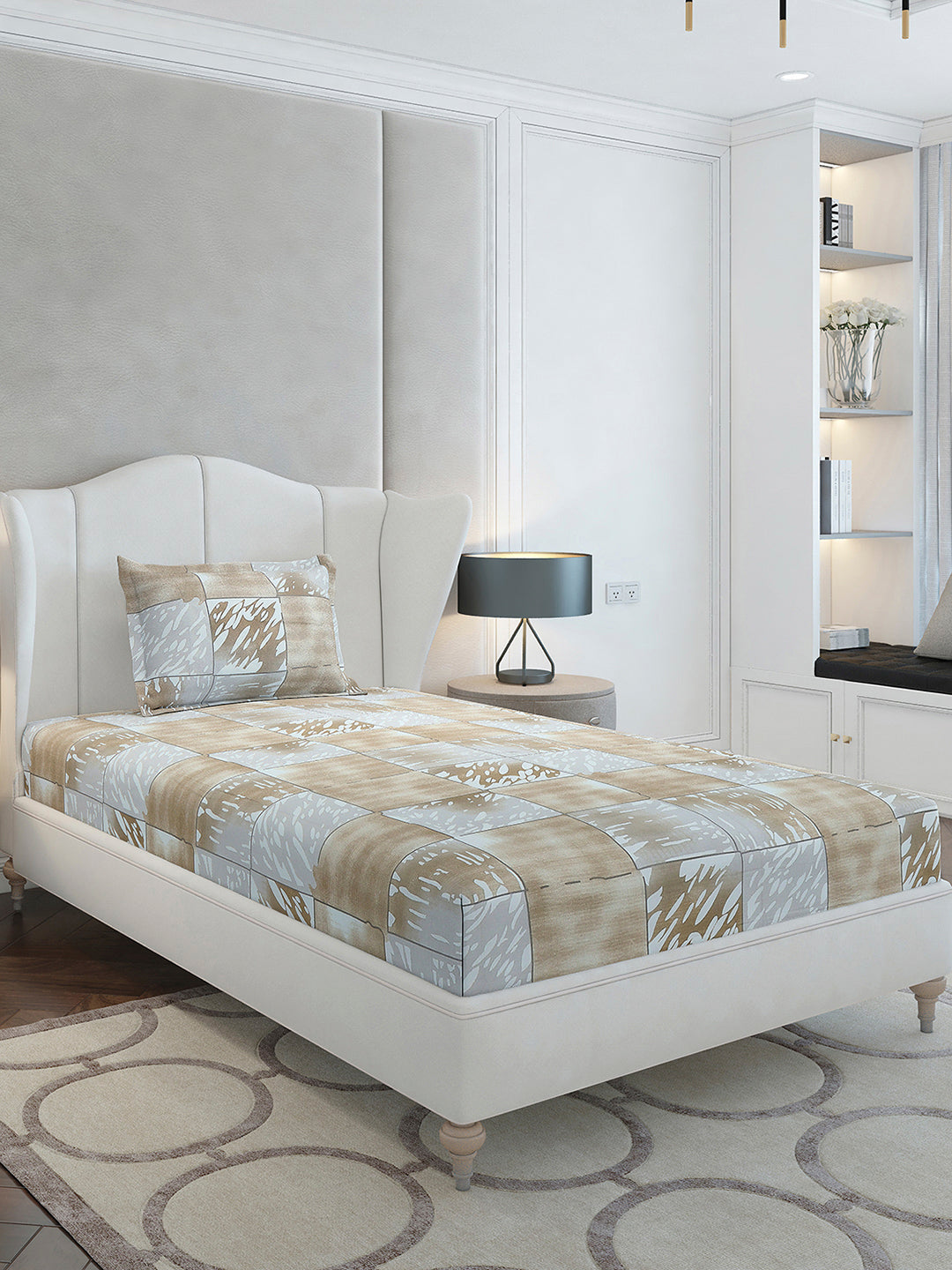 104 TC Cotton Single Bedsheet with 1 Pillow Cover (Elegance)