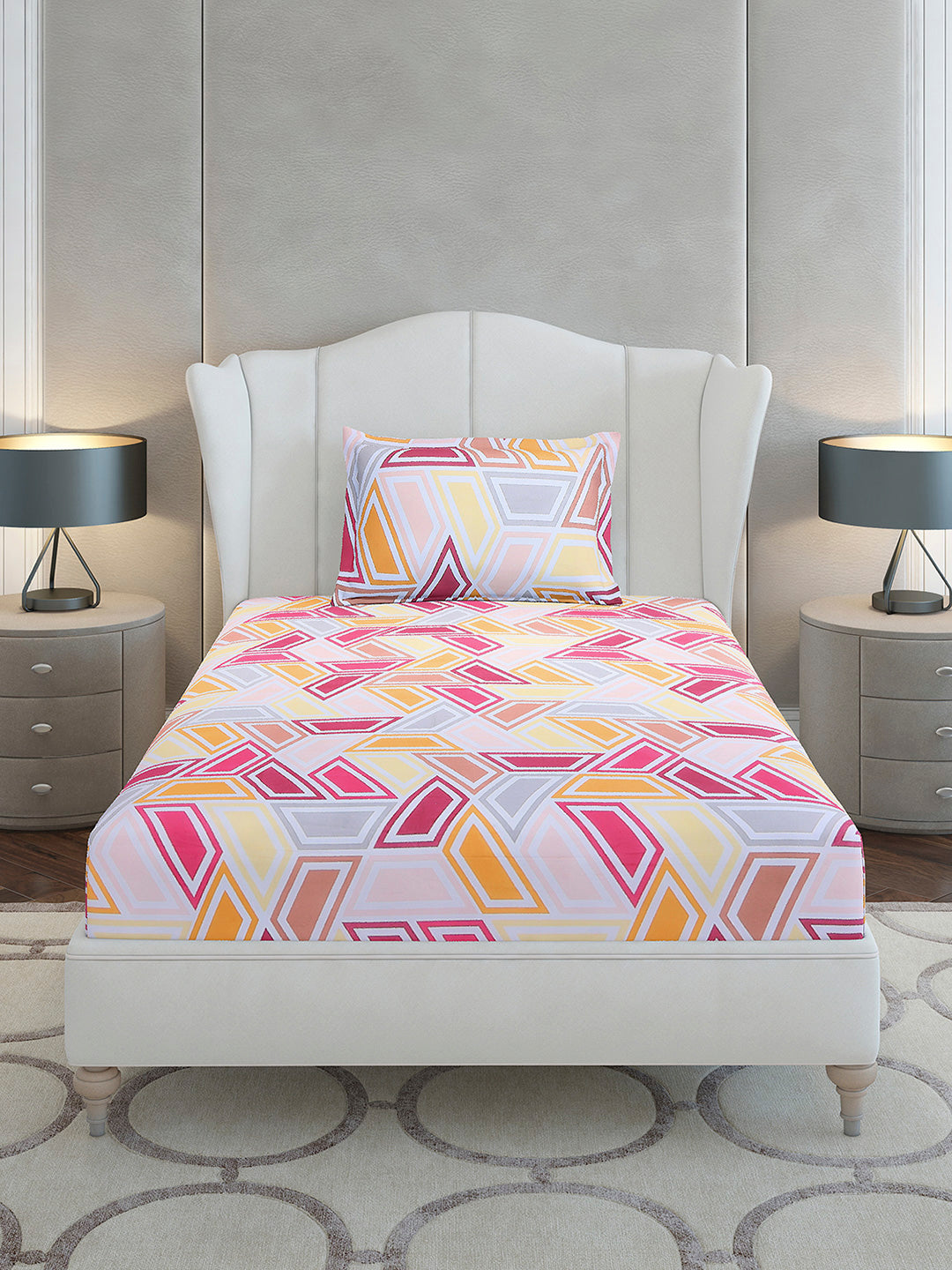 104 TC Cotton Single Bedsheet with 1 Pillow Cover (Elegance)