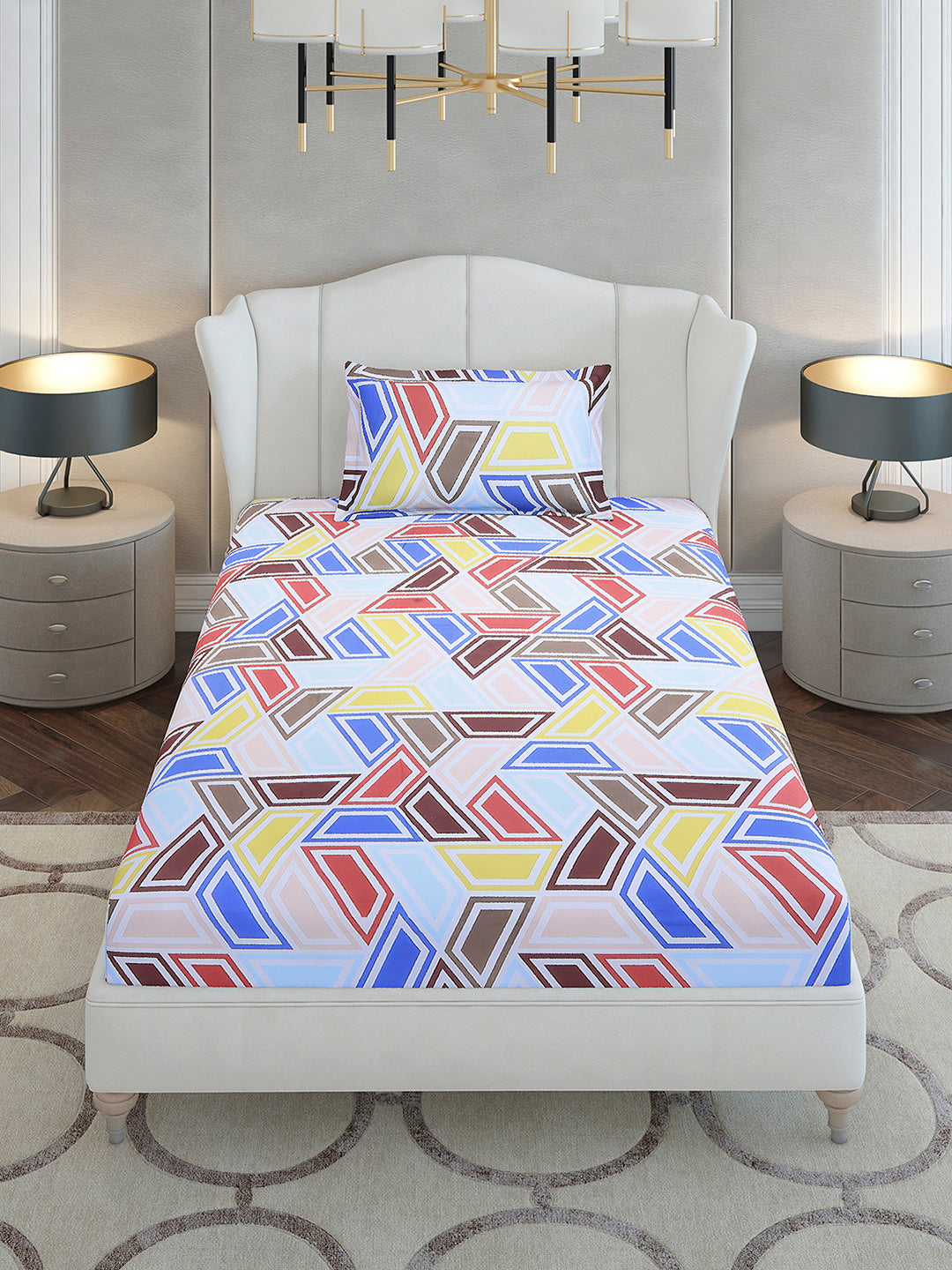 104 TC Cotton Single Bedsheet with 1 Pillow Cover (Elegance)