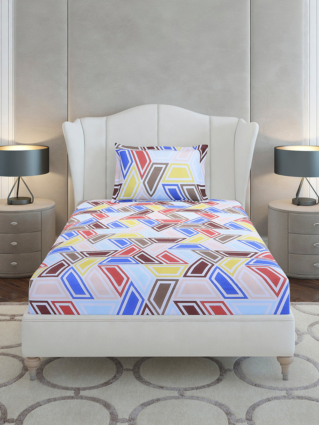 104 TC Cotton Single Bedsheet with 1 Pillow Cover (Elegance)