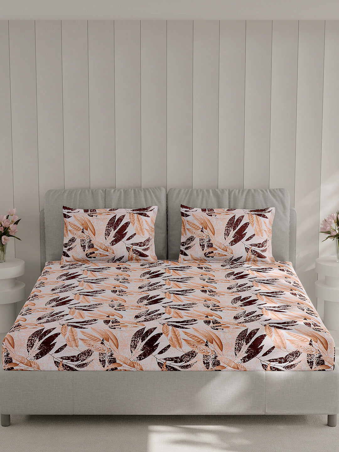 130 GSM Polyester Double Bed 1 Bedsheet with 2 Pillow Covers (Fashnik)