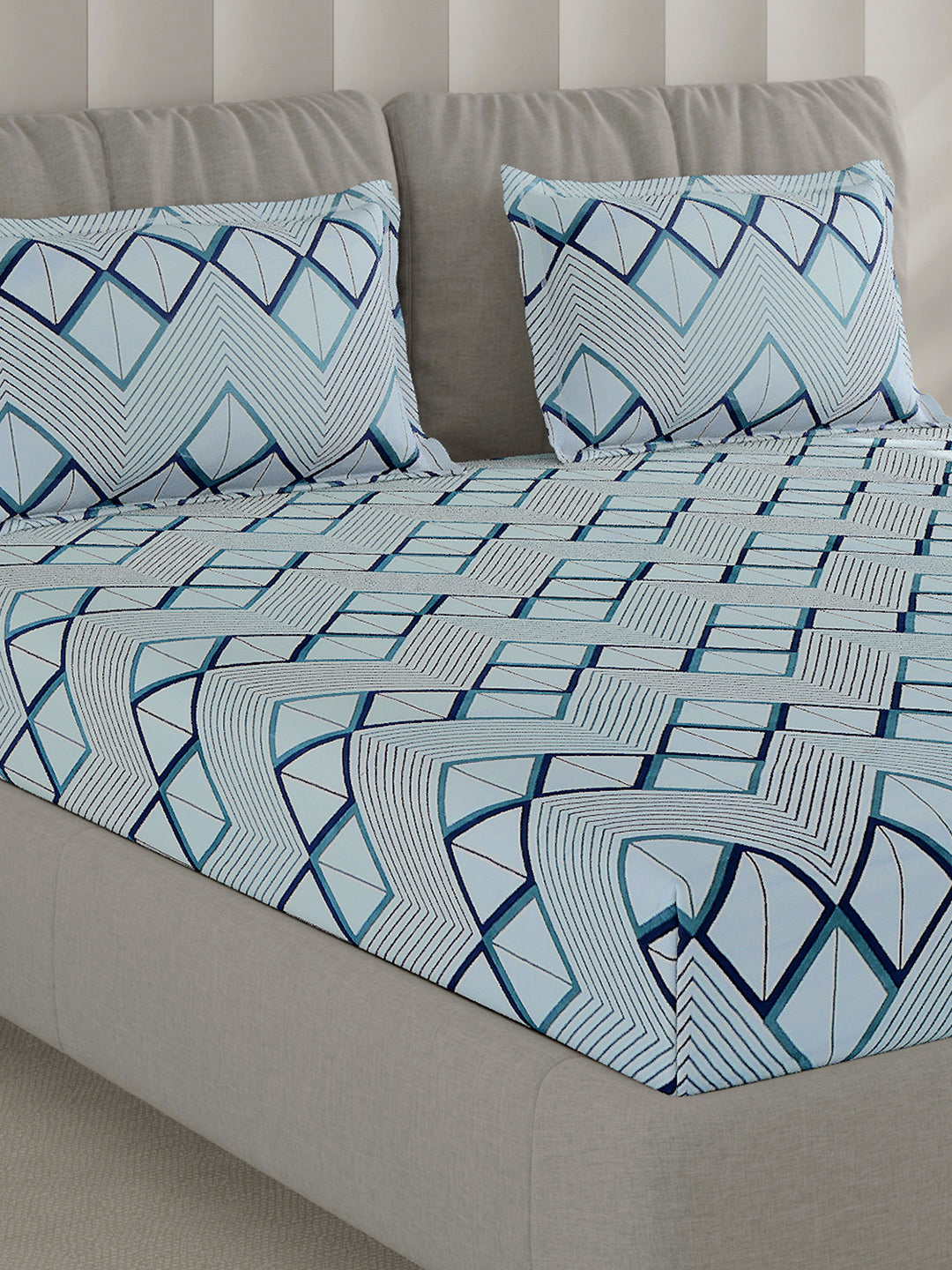 130 GSM Polyester Double Bed 1 Bedsheet with 2 Pillow Covers (Fashnik)