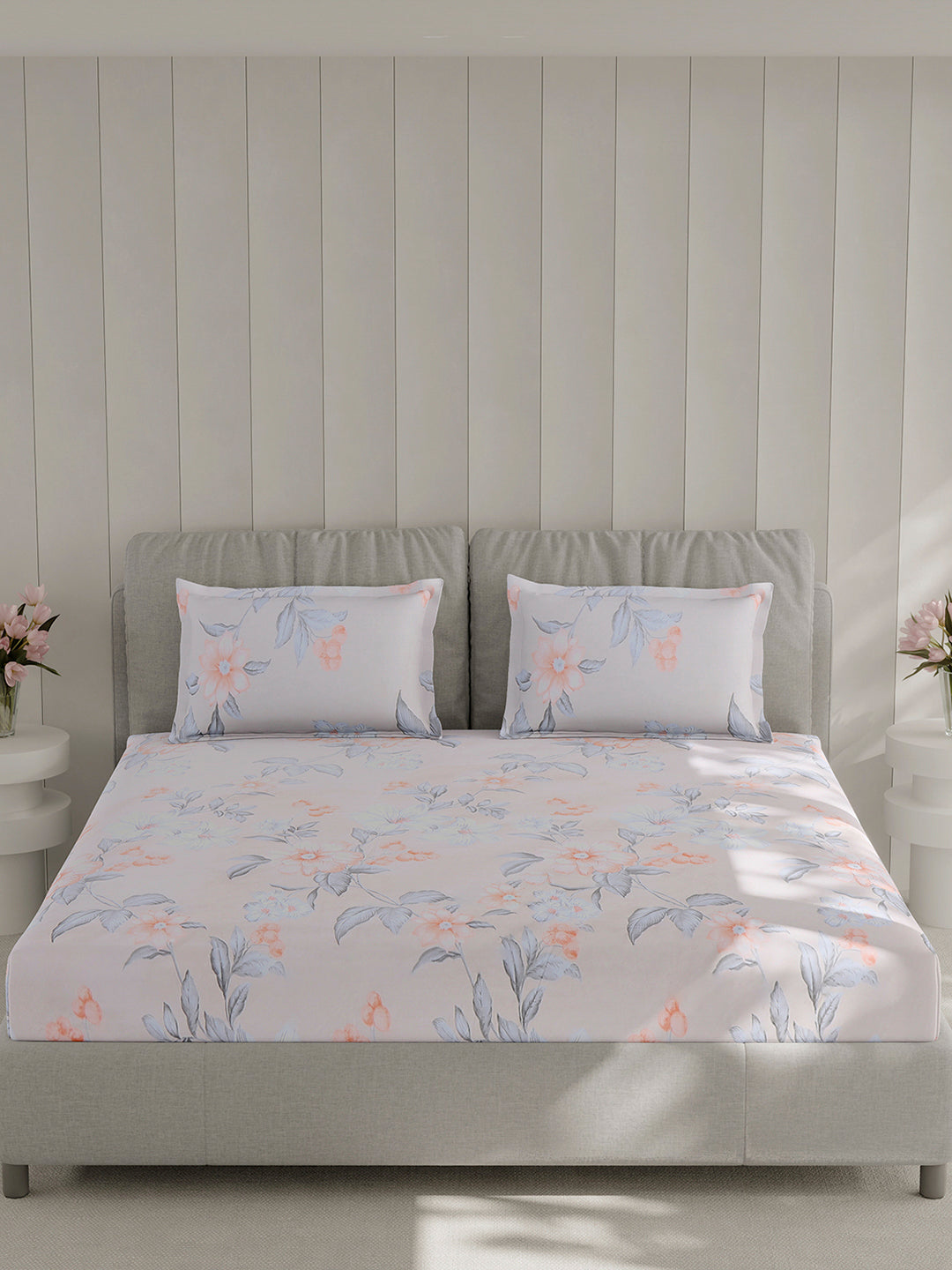 130 GSM Polyester Double Bed 1 Bedsheet with 2 Pillow Covers (Fashnik)