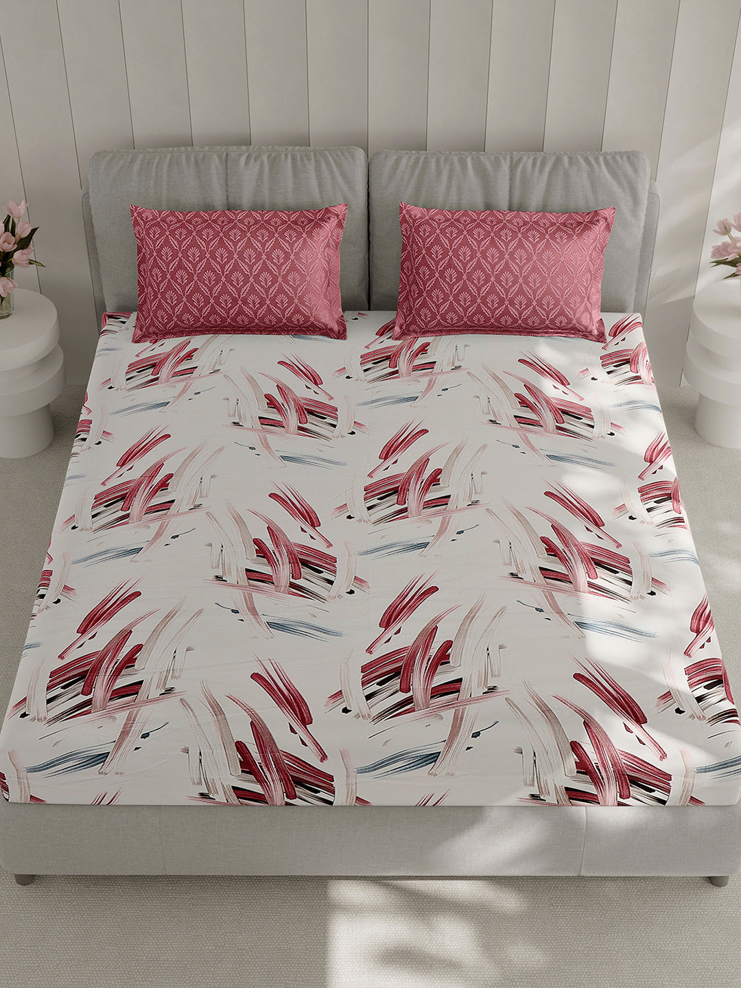 130 GSM Polyester Double Bed 1 Bedsheet with 2 Pillow Covers (Immortal)