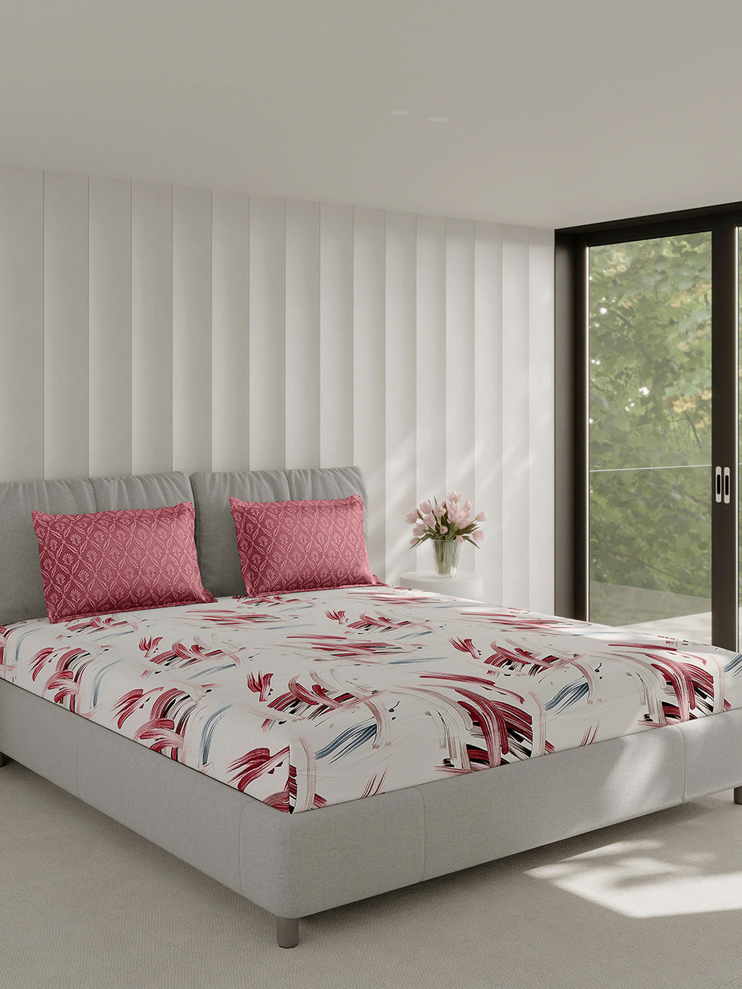 130 GSM Polyester Double Bed 1 Bedsheet with 2 Pillow Covers (Immortal)