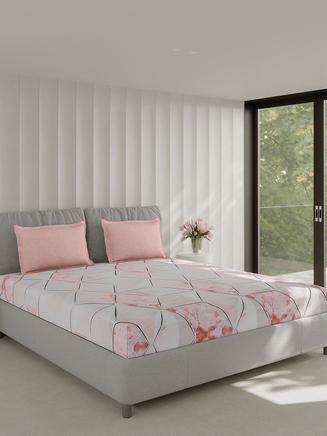 130 GSM Polyester Double Bed 1 Bedsheet with 2 Pillow Covers (Immortal)