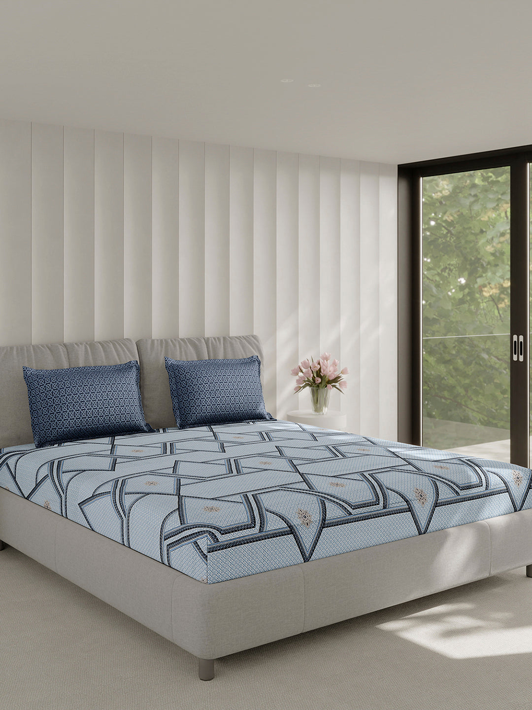 130 GSM Polyester Double Bed 1 Bedsheet with 2 Pillow Covers (Immortal)