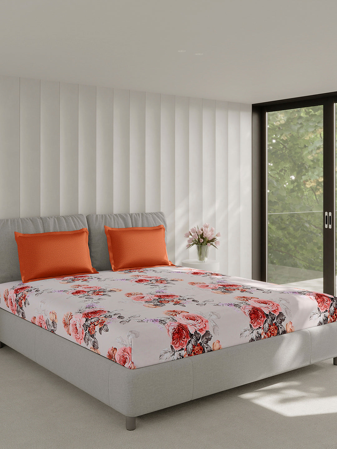 130 GSM Polyester Double Bed 1 Bedsheet with 2 Pillow Covers (Immortal)