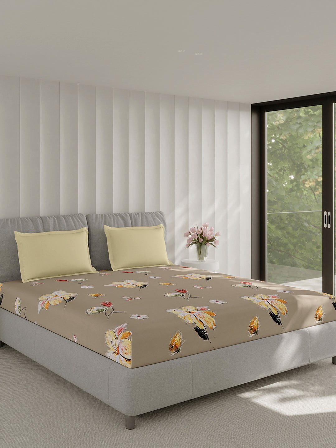 130 GSM Polyester Double Bed 1 Bedsheet with 2 Pillow Covers (Immortal)