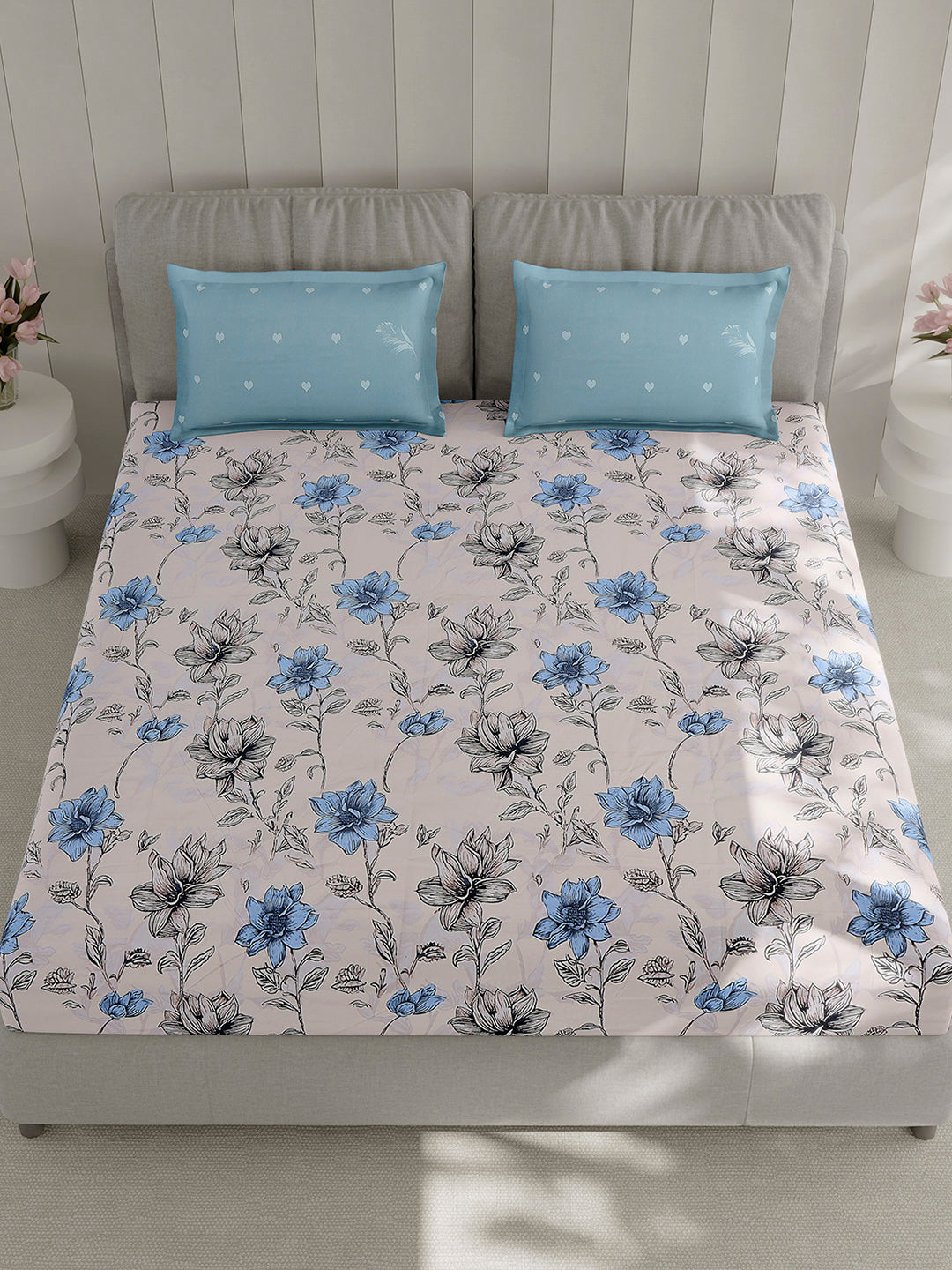 130 GSM Polyester Double Bed 1 Bedsheet with 2 Pillow Covers (Immortal)