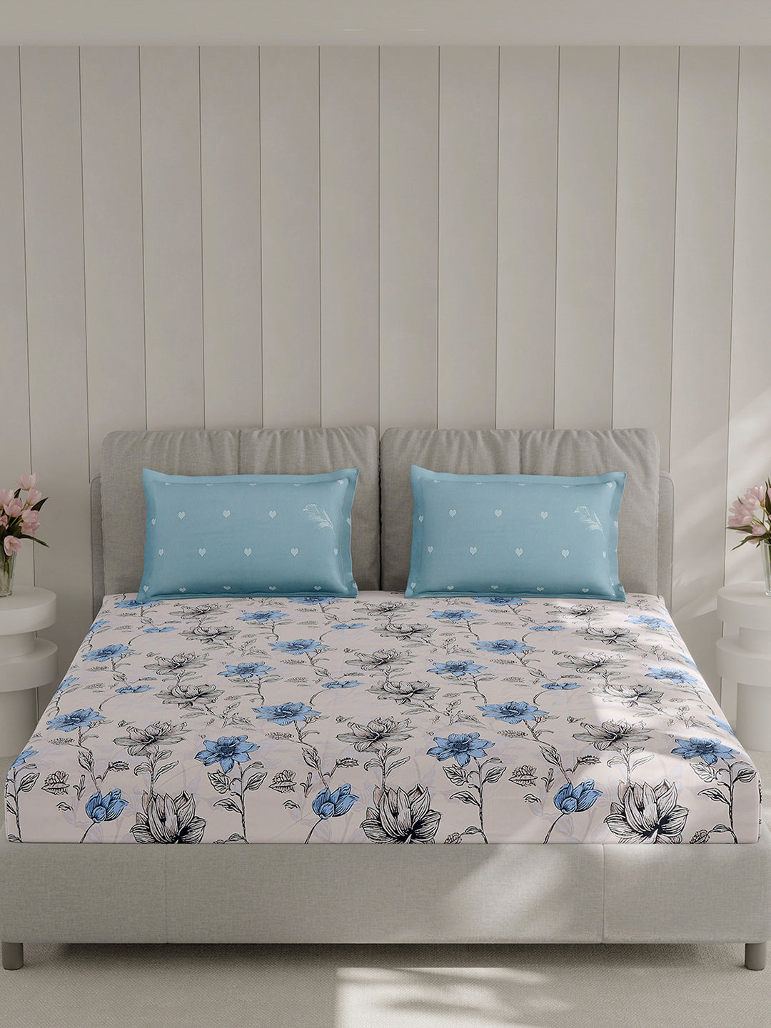 130 GSM Polyester Double Bed 1 Bedsheet with 2 Pillow Covers (Immortal)