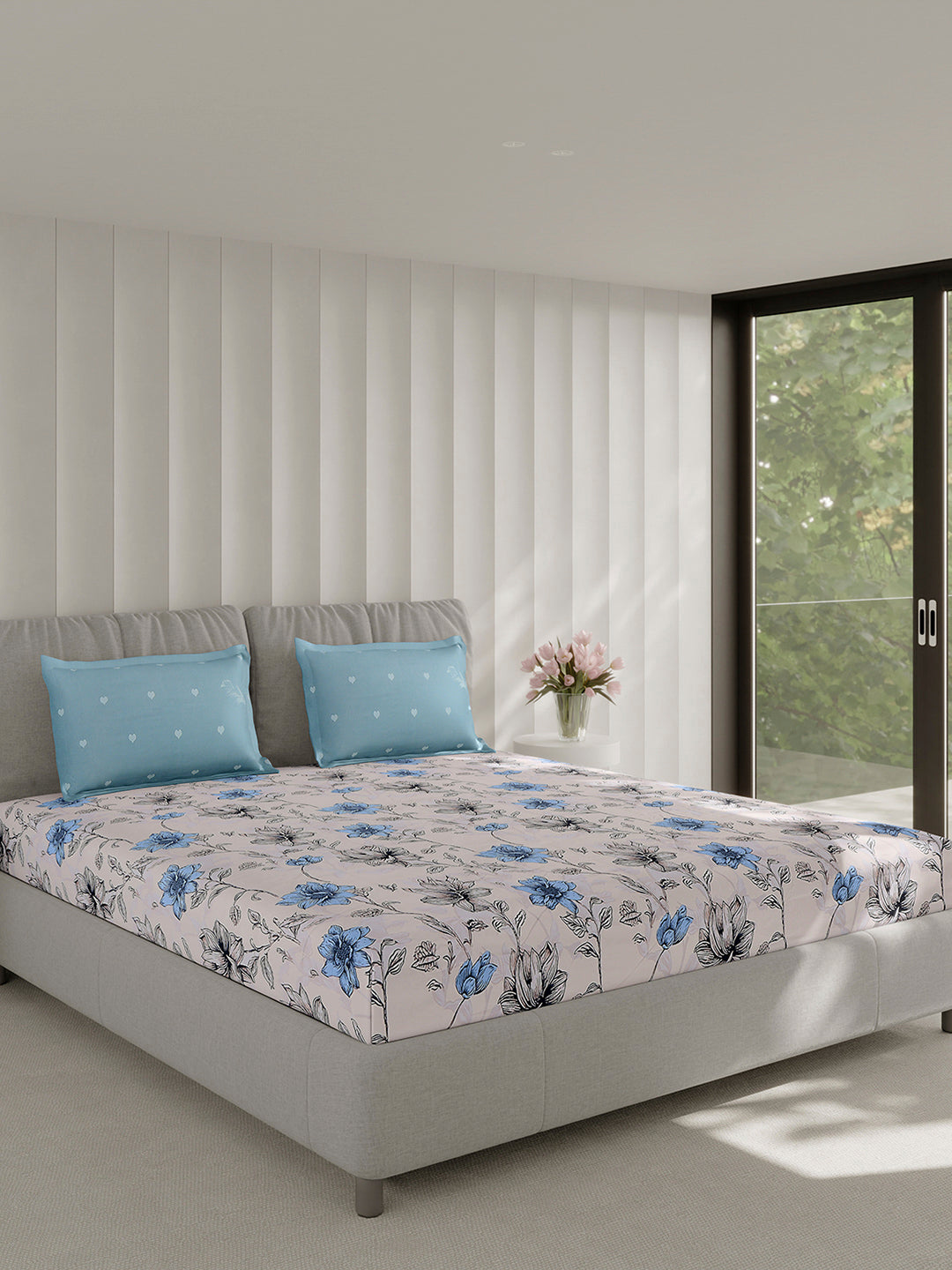 130 GSM Polyester Double Bed 1 Bedsheet with 2 Pillow Covers (Immortal)