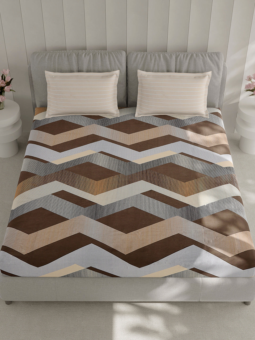 210 TC Cotton Double Bed 1 Bedsheet with 2 Pillow Covers (Ramona)