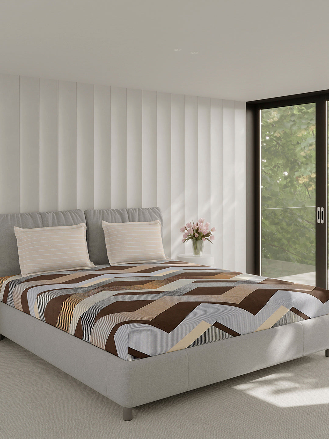 210 TC Cotton Double Bed 1 Bedsheet with 2 Pillow Covers (Ramona)