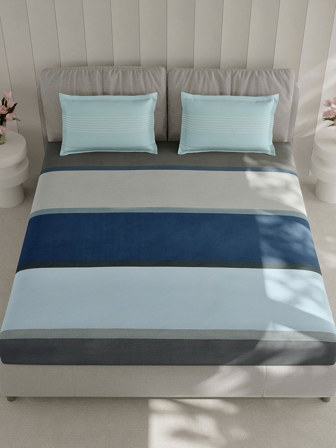 210 TC Cotton Double Bed 1 Bedsheet with 2 Pillow Covers (Ramona)