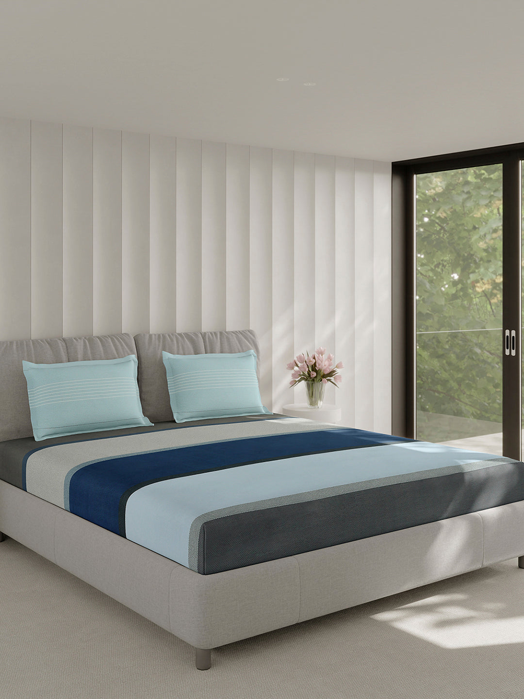 210 TC Cotton Double Bed 1 Bedsheet with 2 Pillow Covers (Ramona)