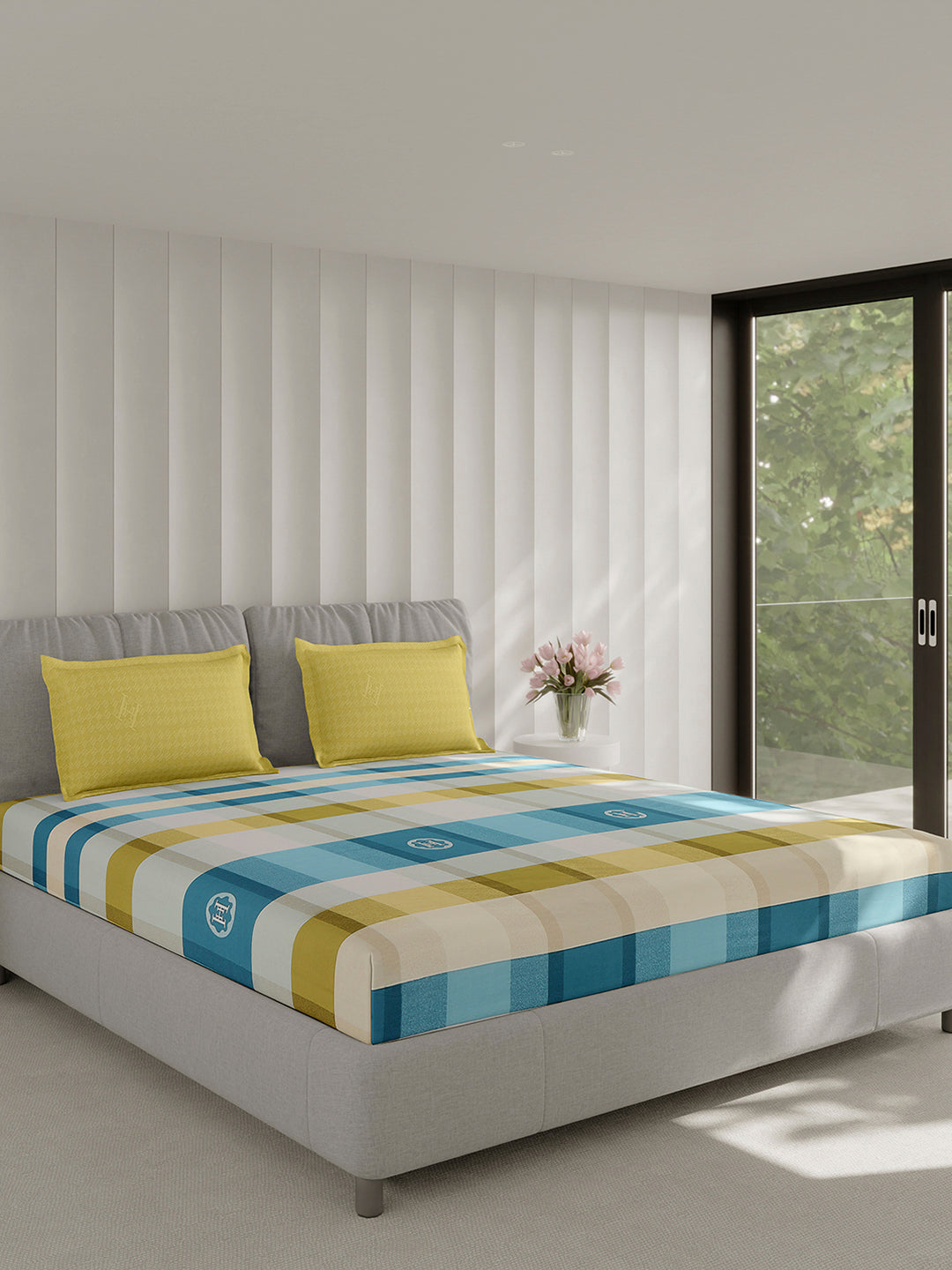 210 TC Cotton Double Bed 1 Bedsheet with 2 Pillow Covers (Ramona)