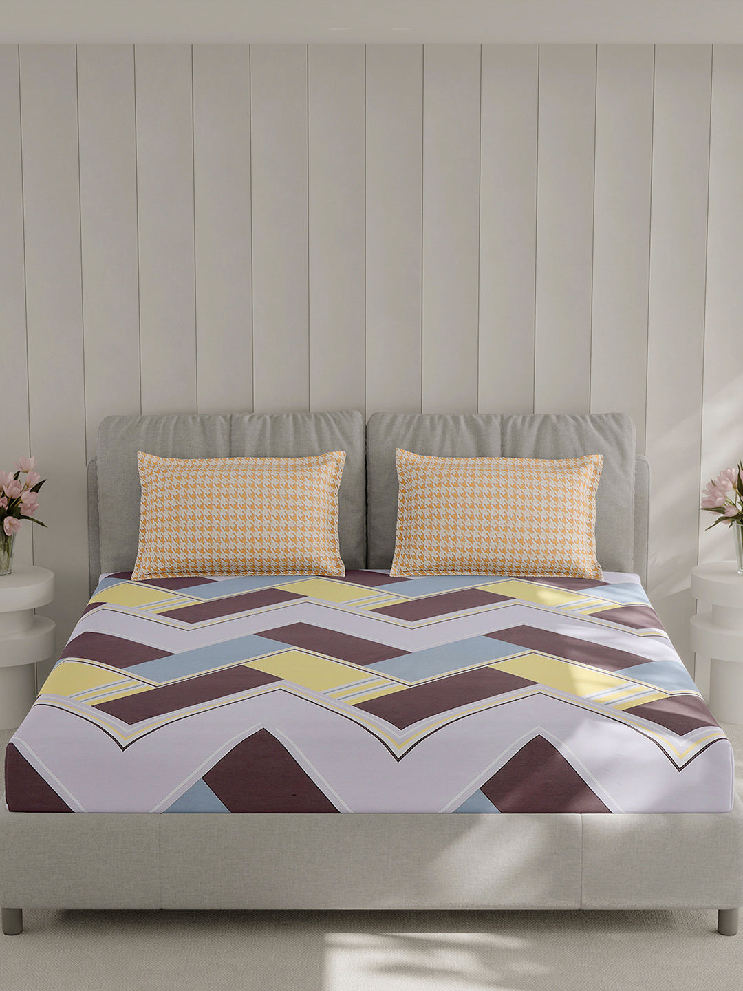 210 TC Cotton Double Bed 1 Bedsheet with 2 Pillow Covers (Ramona)