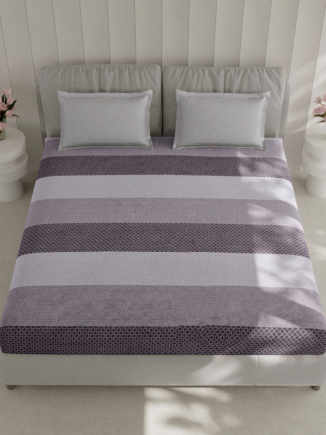 210 TC Cotton Double Bed 1 Bedsheet with 2 Pillow Covers (Ramona)