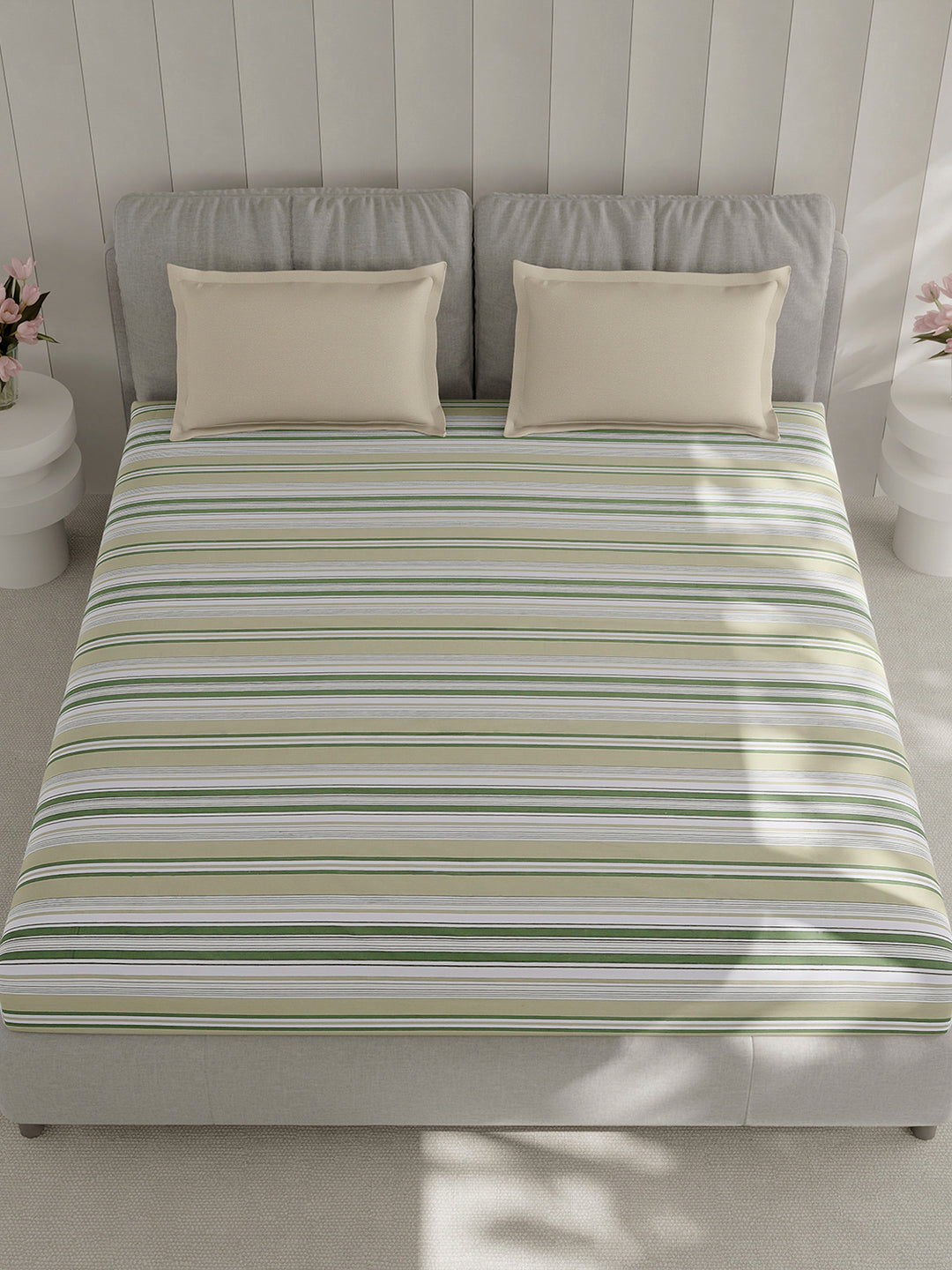 210 TC Cotton Double Bed 1 Bedsheet with 2 Pillow Covers (Ramona)