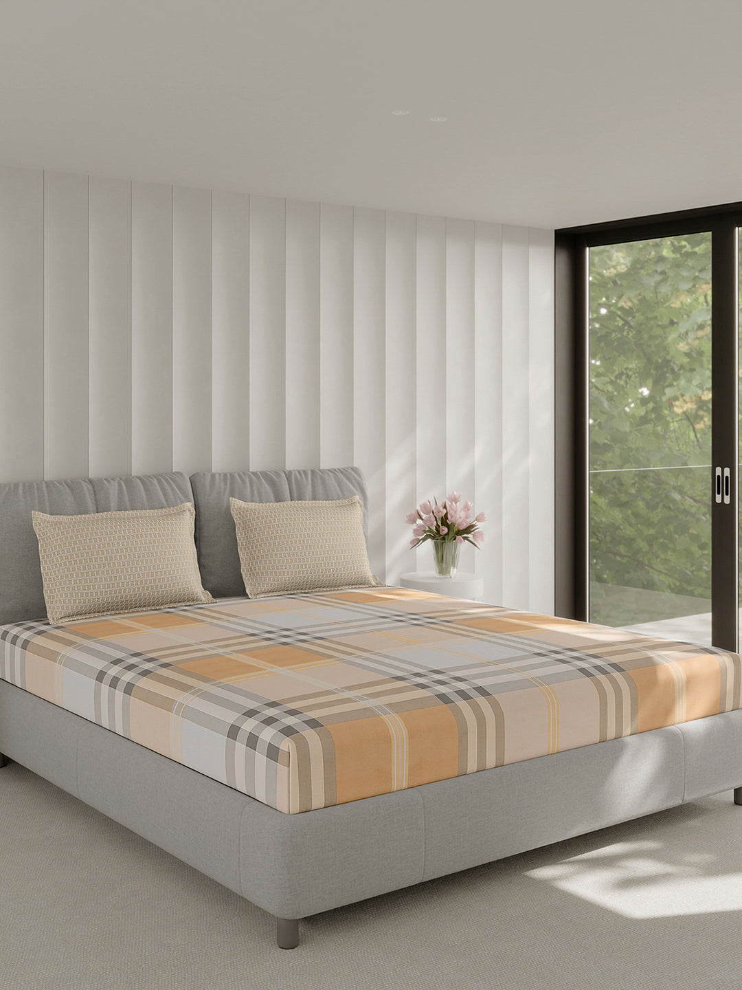 210 TC Cotton Double Bed 1 Bedsheet with 2 Pillow Covers (Ramona)