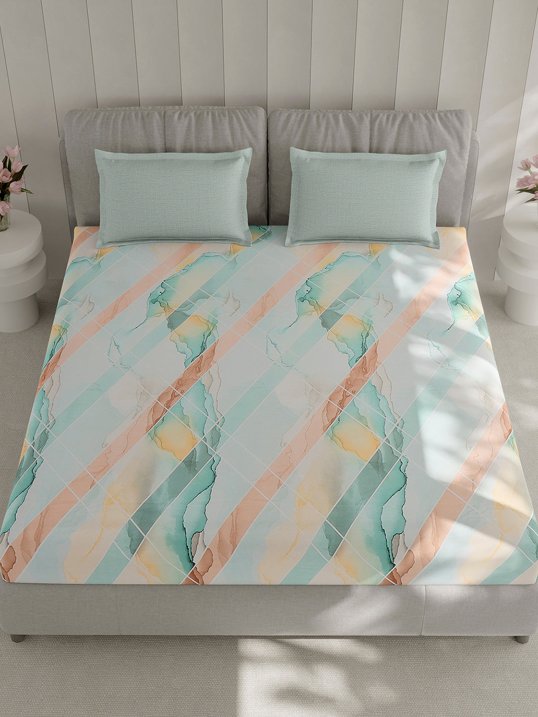210 TC Cotton Double Bed 1 Bedsheet with 2 Pillow Covers (Ramona)