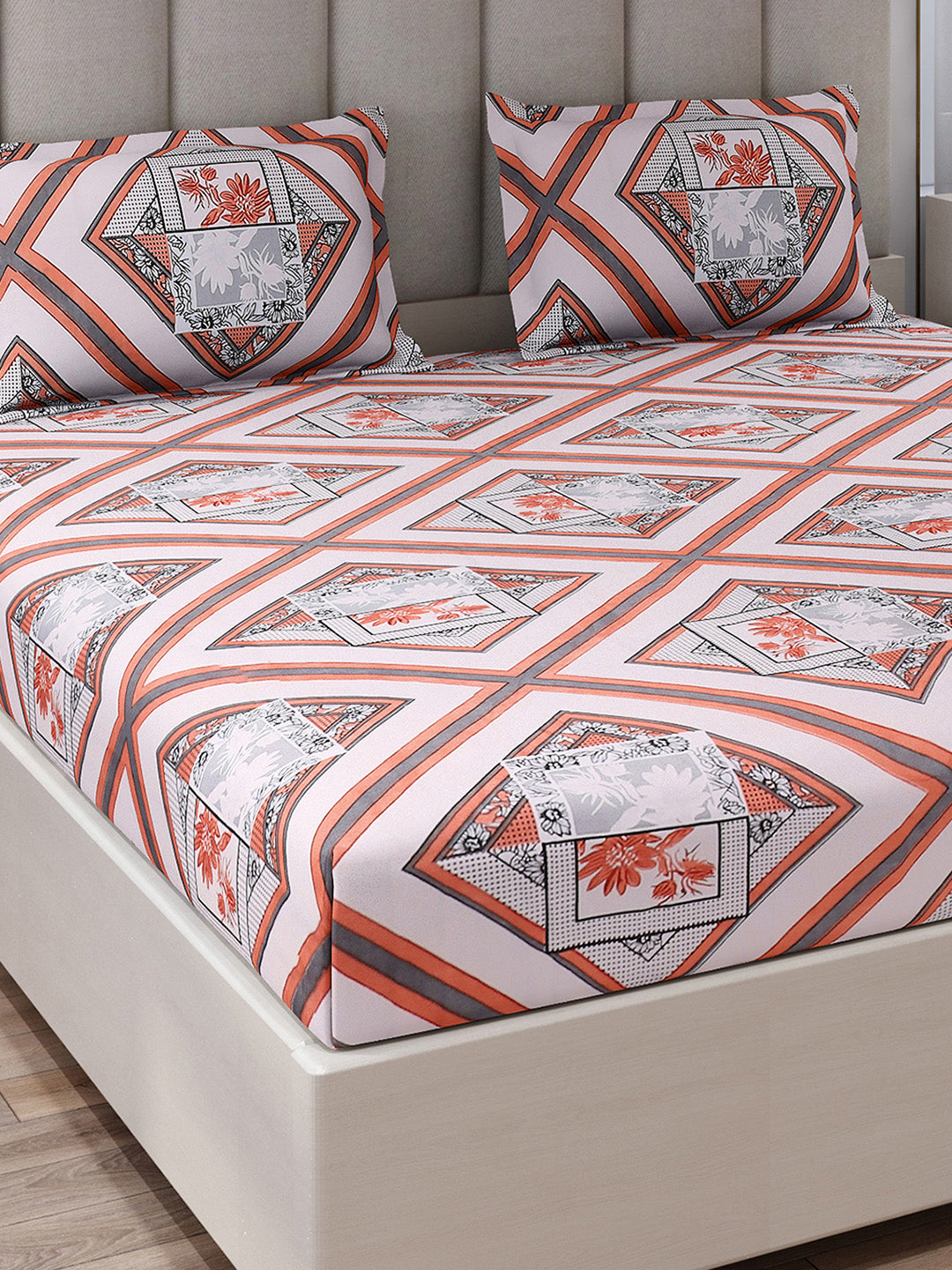 130 GSM Polyester King Size 1 Bedsheet with 2 Pillow Covers (Royal King)