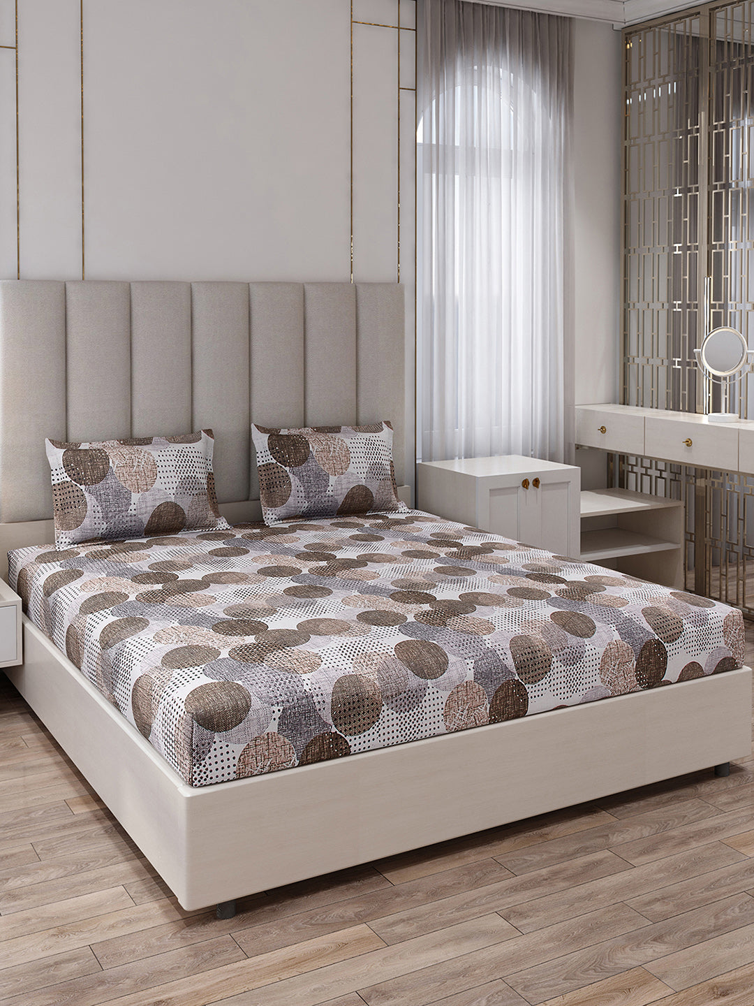 130 GSM Polyester King Size 1 Bedsheet with 2 Pillow Covers (Royal King)