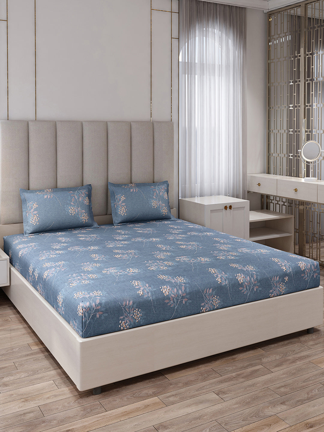 130 GSM Polyester King Size 1 Bedsheet with 2 Pillow Covers (Royal King)