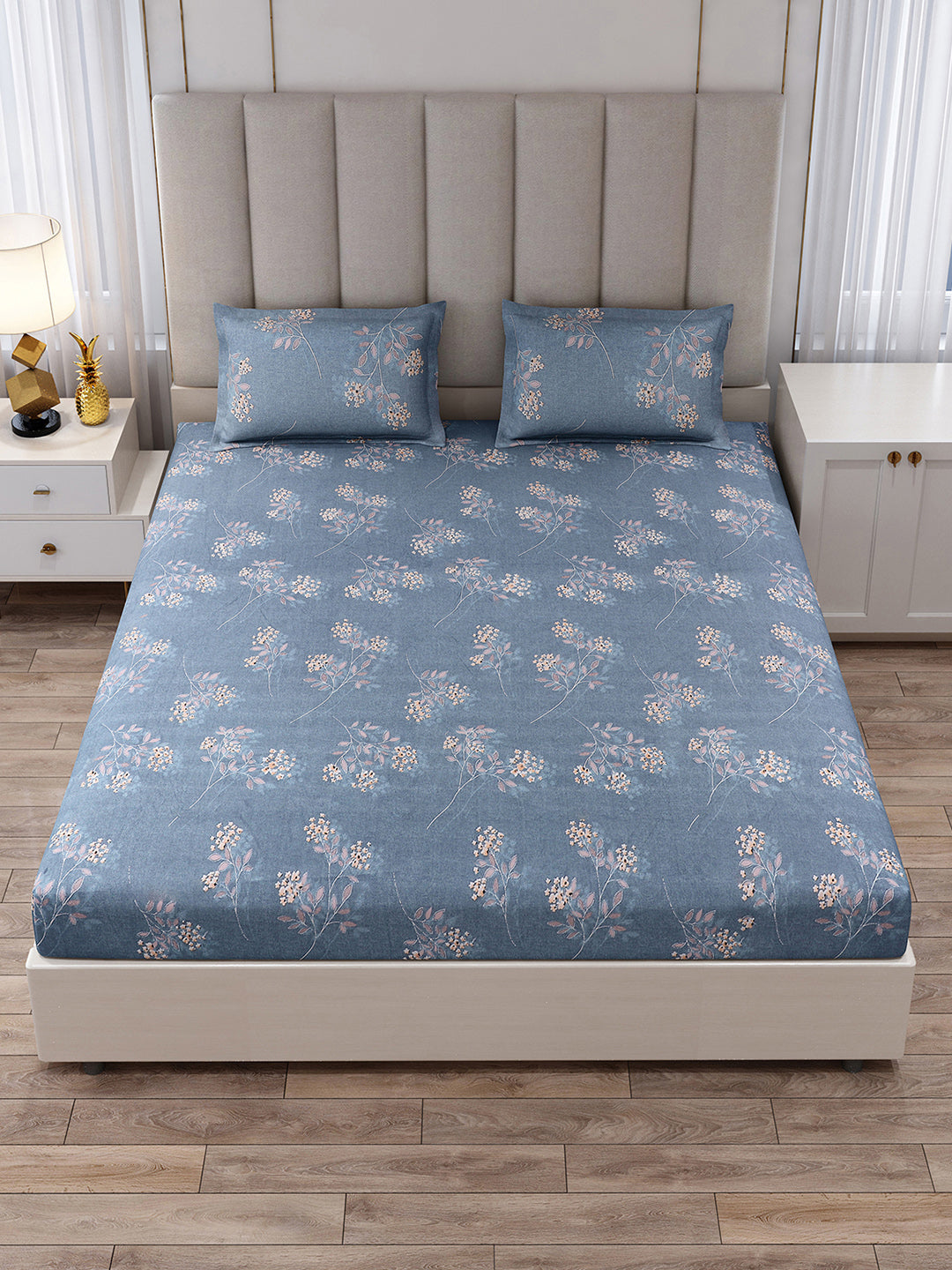 130 GSM Polyester King Size 1 Bedsheet with 2 Pillow Covers (Royal King)