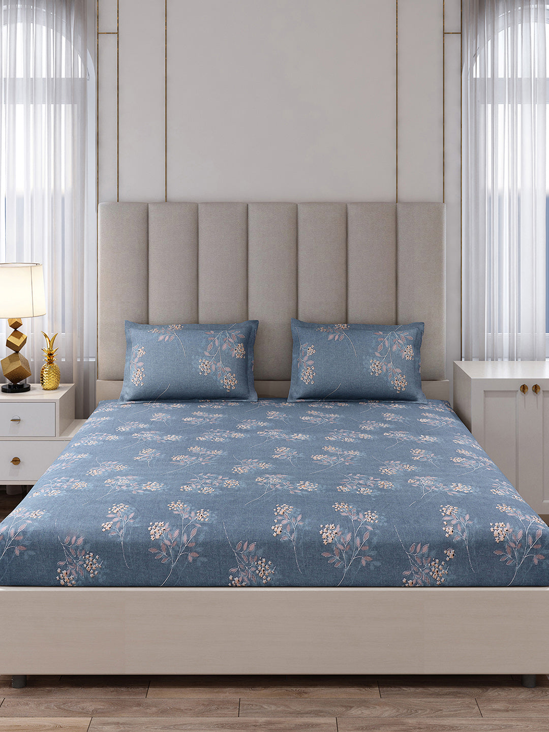 130 GSM Polyester King Size 1 Bedsheet with 2 Pillow Covers (Royal King)