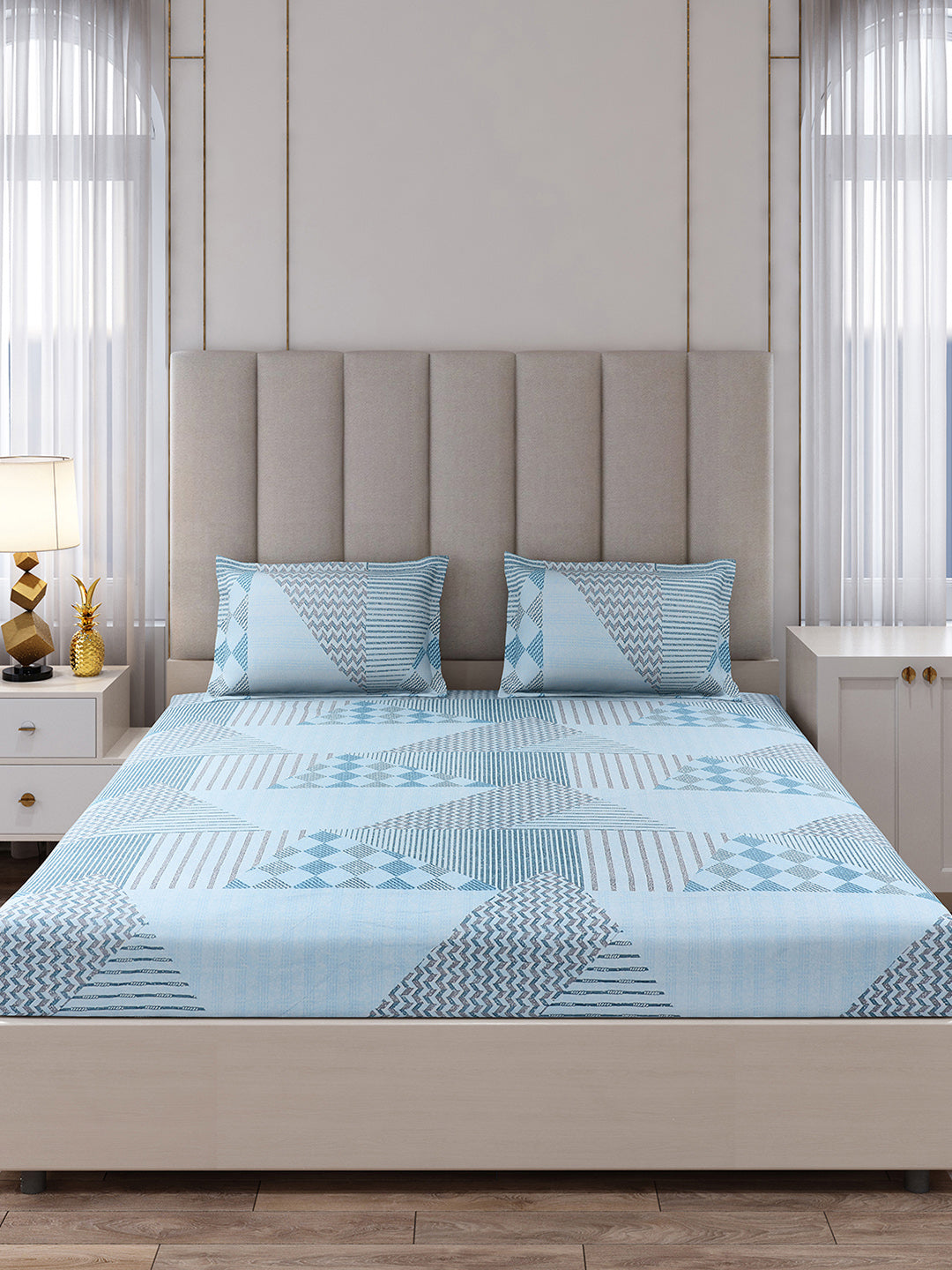 130 GSM Polyester King Size 1 Bedsheet with 2 Pillow Covers (Royal King)