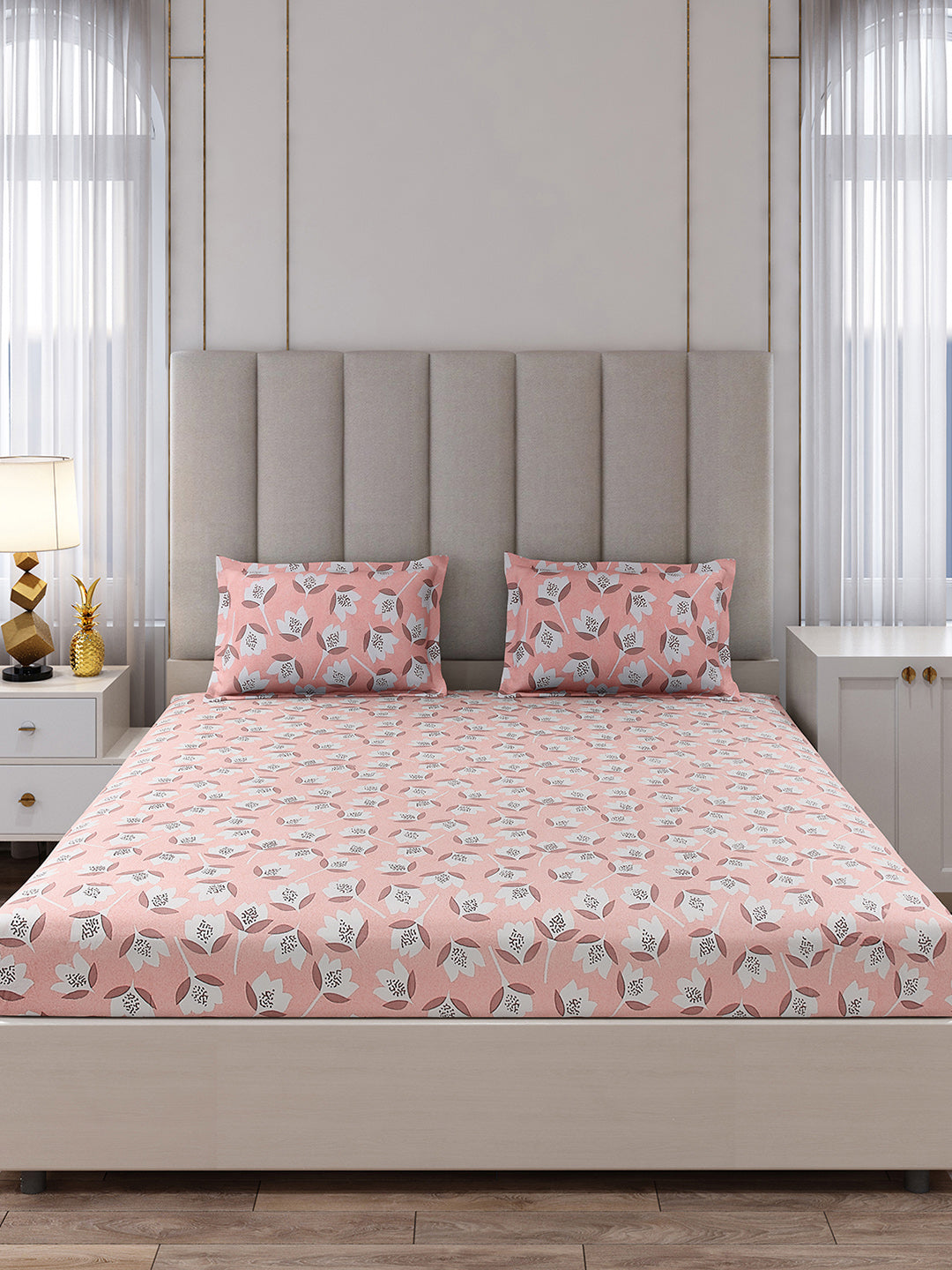 130 GSM Polyester King Size 1 Bedsheet with 2 Pillow Covers (Royal King)