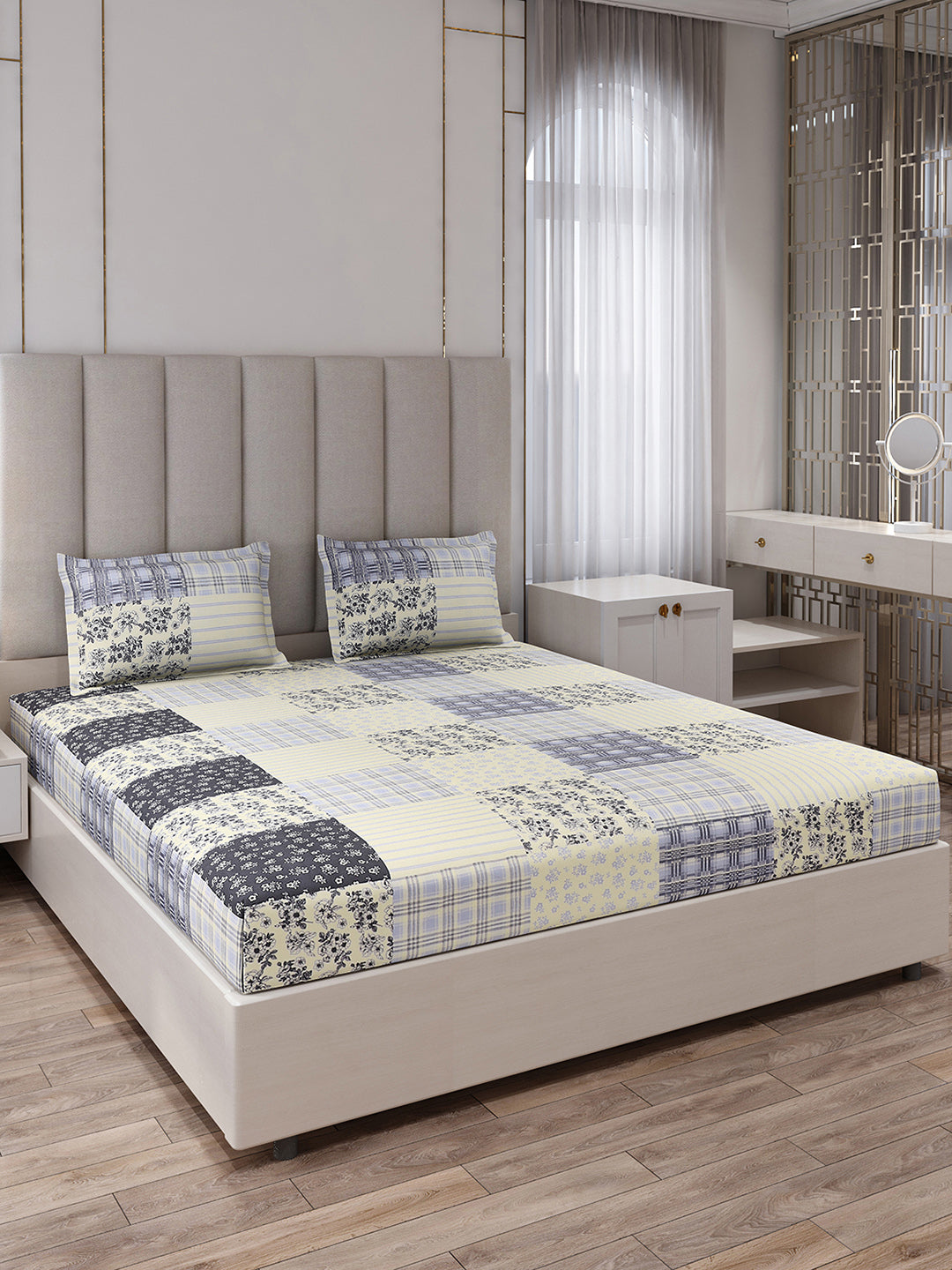 130 GSM Polyester King Size 1 Bedsheet with 2 Pillow Covers (Royal King)