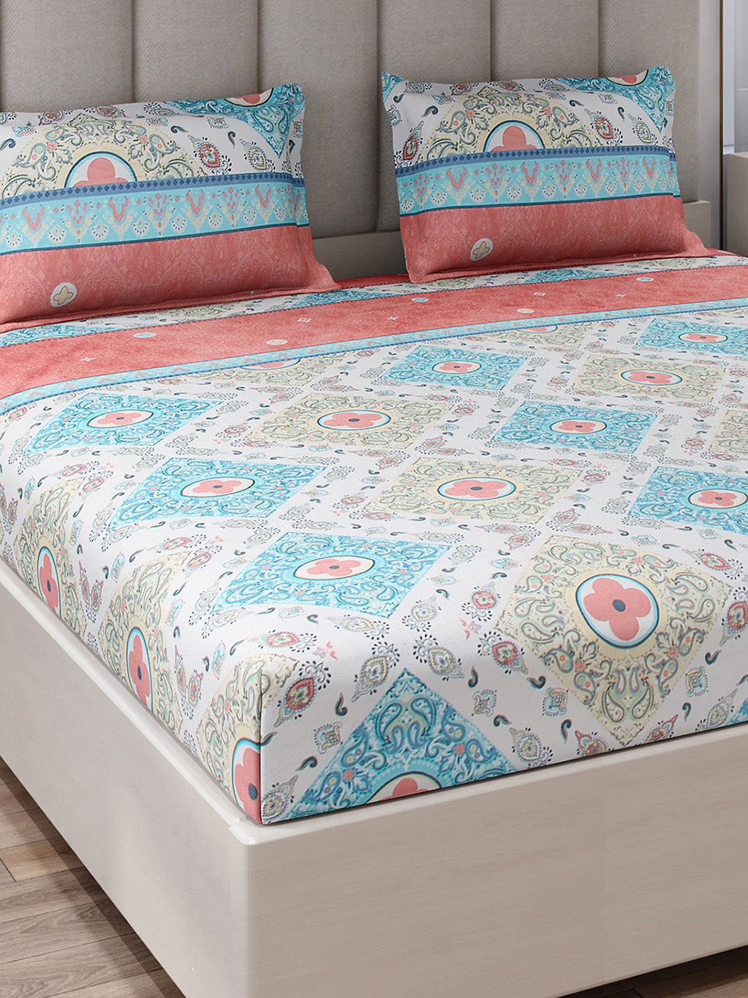 130 GSM Polyester King Size 1 Bedsheet with 2 Pillow Covers (Royal King)