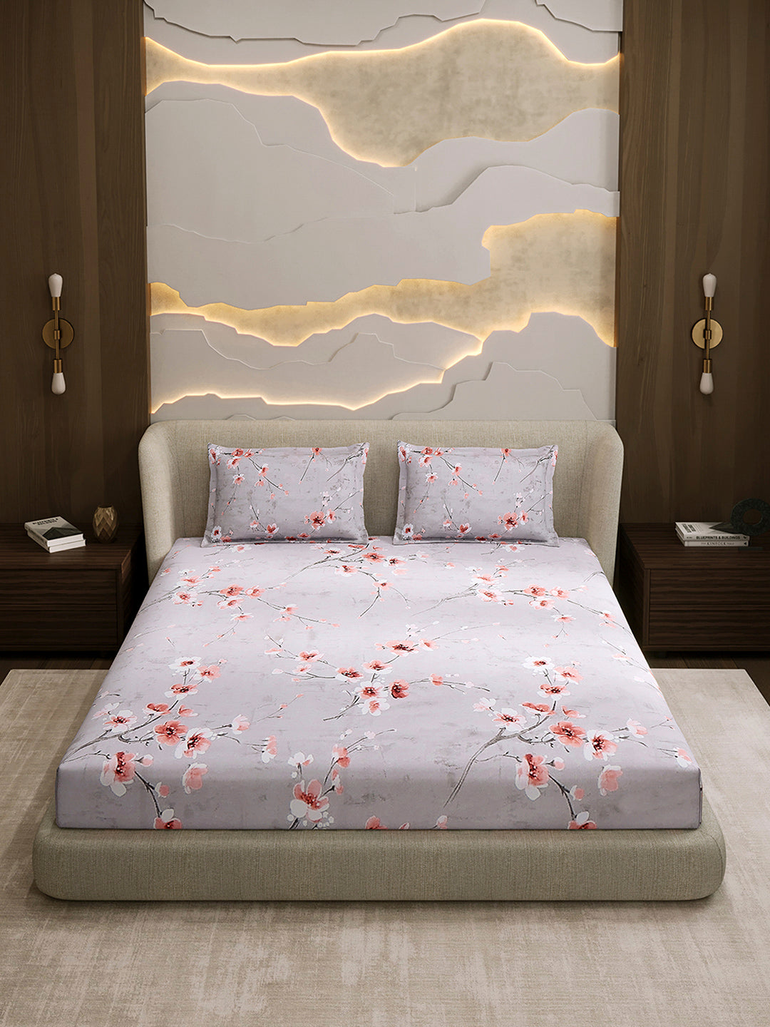 104 TC 100% Cotton Double Bed 1 Bedsheet with 2 Pillow Cover (Samriddhi)