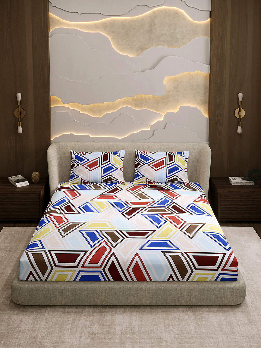 104 TC 100% Cotton Double Bed 1 Bedsheet with 2 Pillow Cover (Samriddhi)