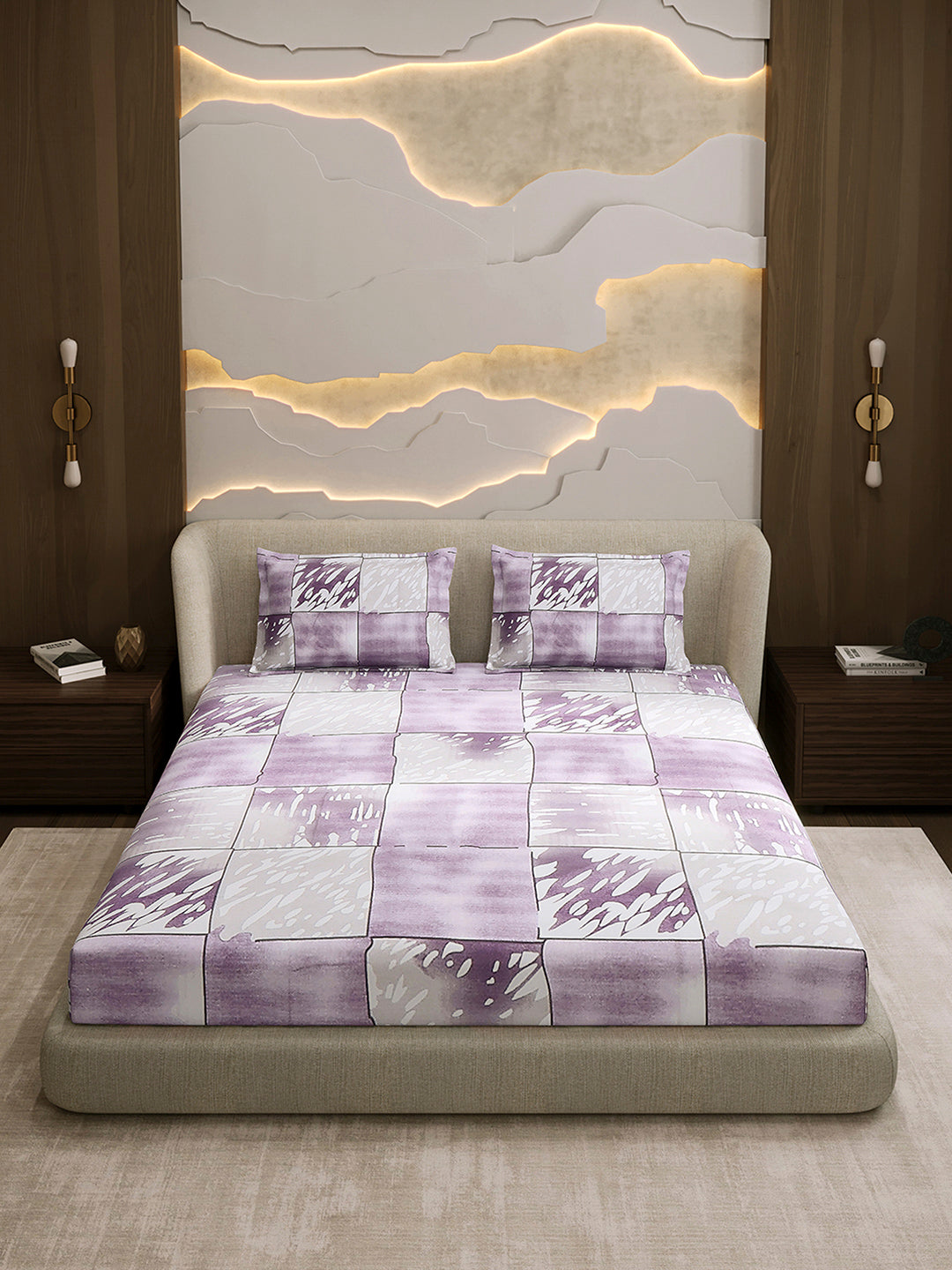 104 TC 100% Cotton Double Bed 1 Bedsheet with 2 Pillow Cover (Samriddhi)