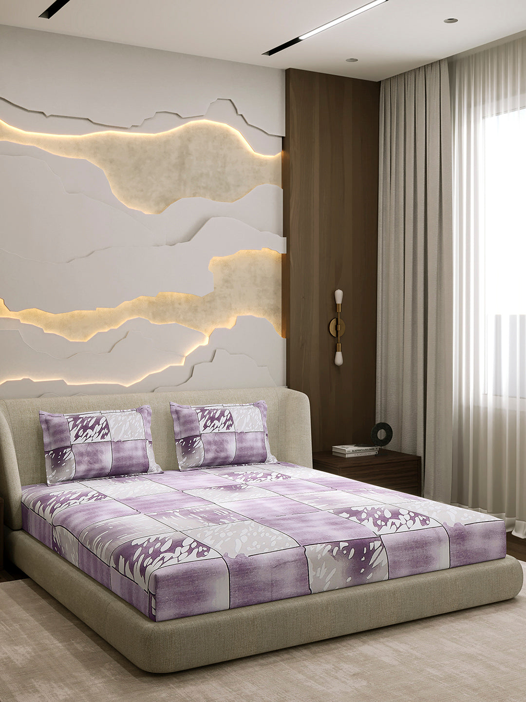 104 TC 100% Cotton Double Bed 1 Bedsheet with 2 Pillow Cover (Samriddhi)