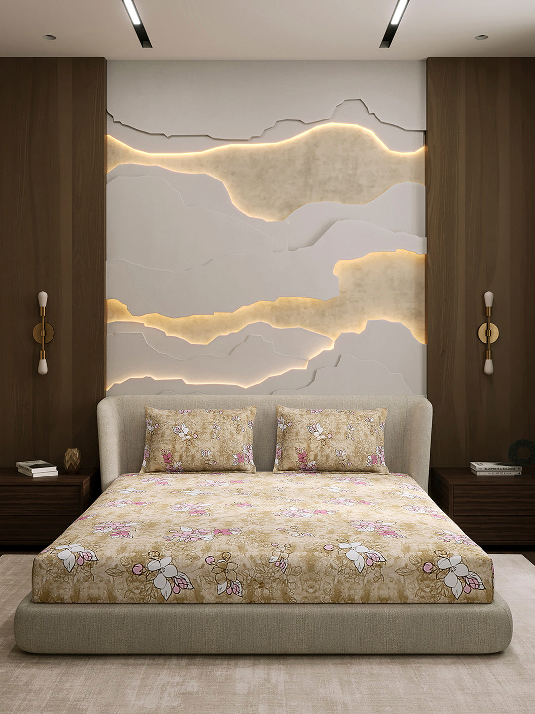 104 TC 100% Cotton Double Bed 1 Bedsheet with 2 Pillow Cover (Samriddhi)