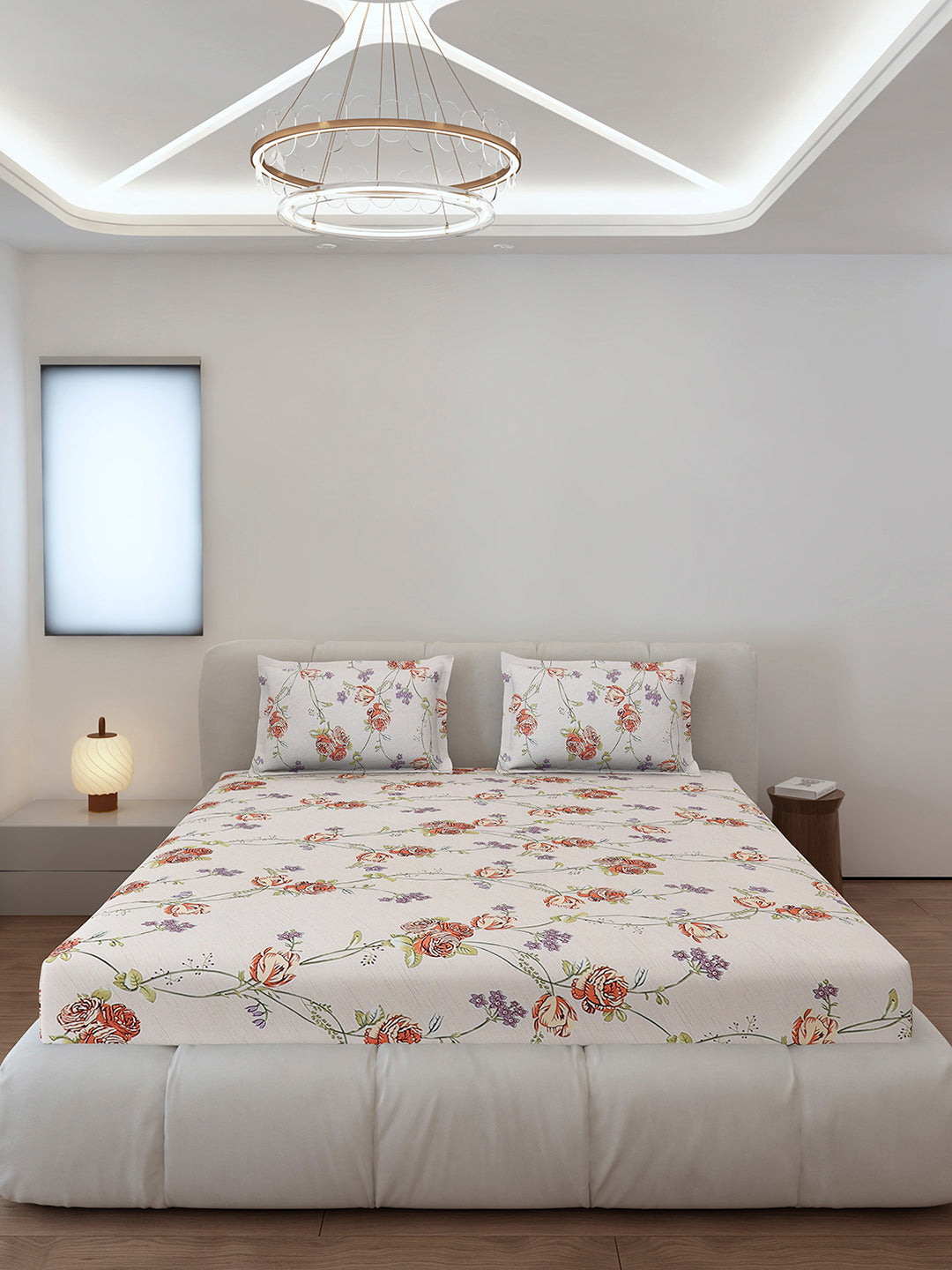 130 GSM Polyester Queen Size 1 Bedsheet with 2 Pillow Covers (Sanskriti)