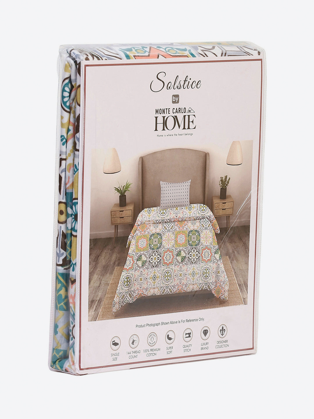 144 TC Cotton Single Bedsheet with 1 Pillow Cover (Solstice)