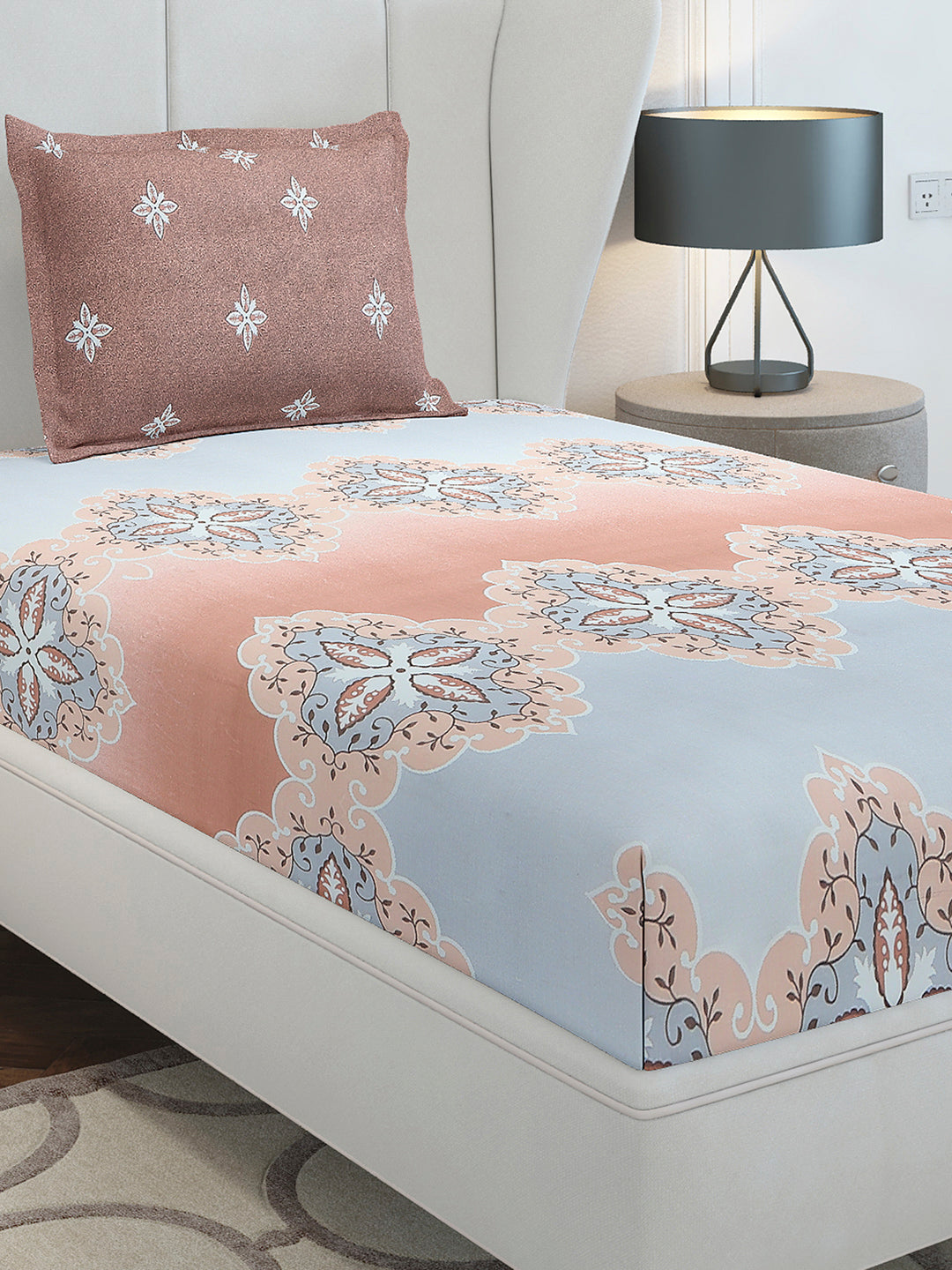 144 TC Cotton Single Bedsheet with 1 Pillow Cover (Solstice)