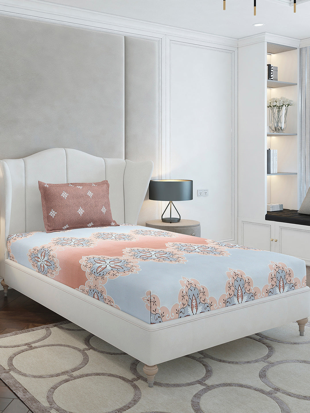 144 TC Cotton Single Bedsheet with 1 Pillow Cover (Solstice)